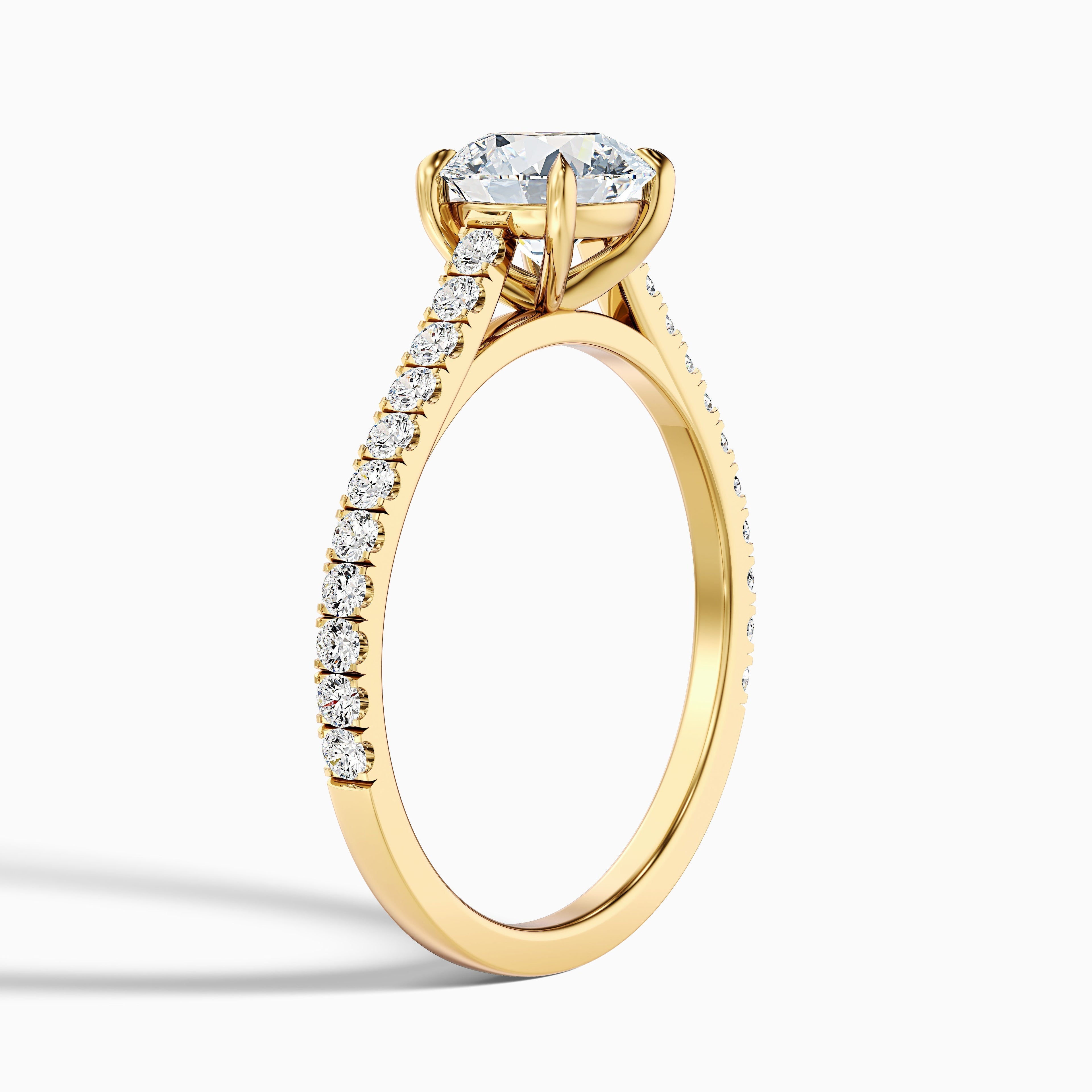 Lilly 4.5 Carat Round Side Stone Pave Moissanite Diamond Ring in 925 Sterling Silver