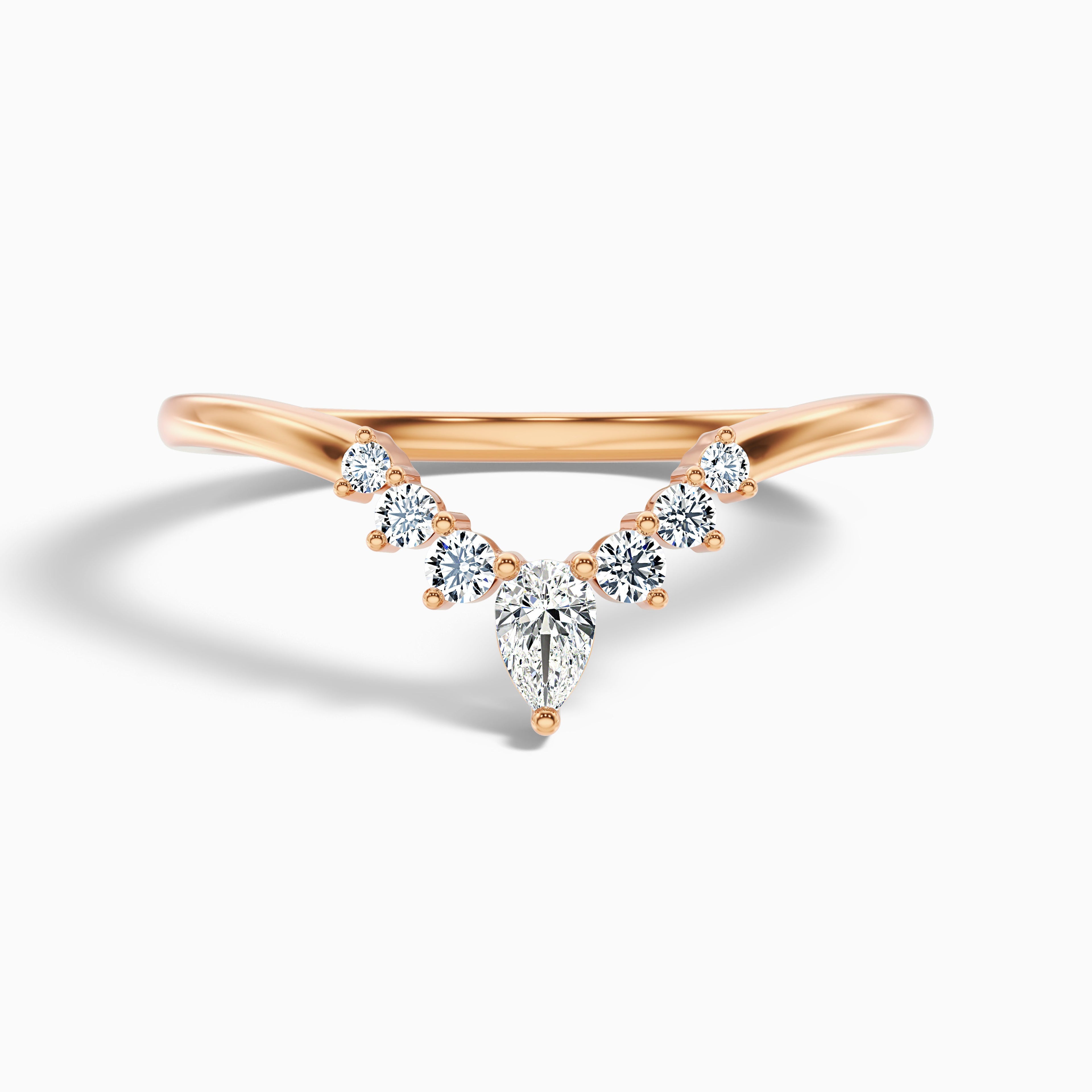 Peony Round Cut Crescent Shaped Lab Grown Diamond Wedding Band