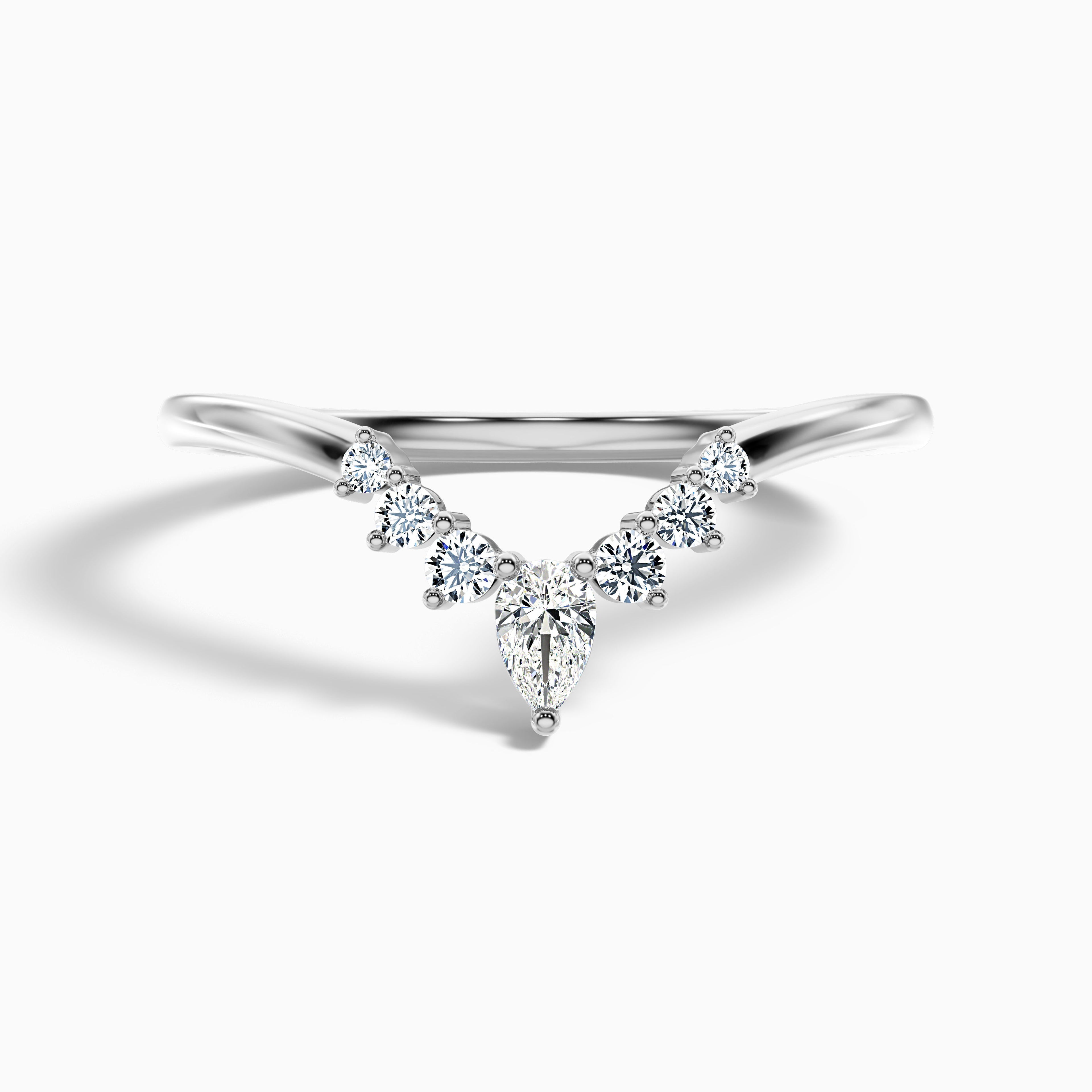 Peony Round Cut Crescent Shaped Lab Grown Diamond Wedding Band