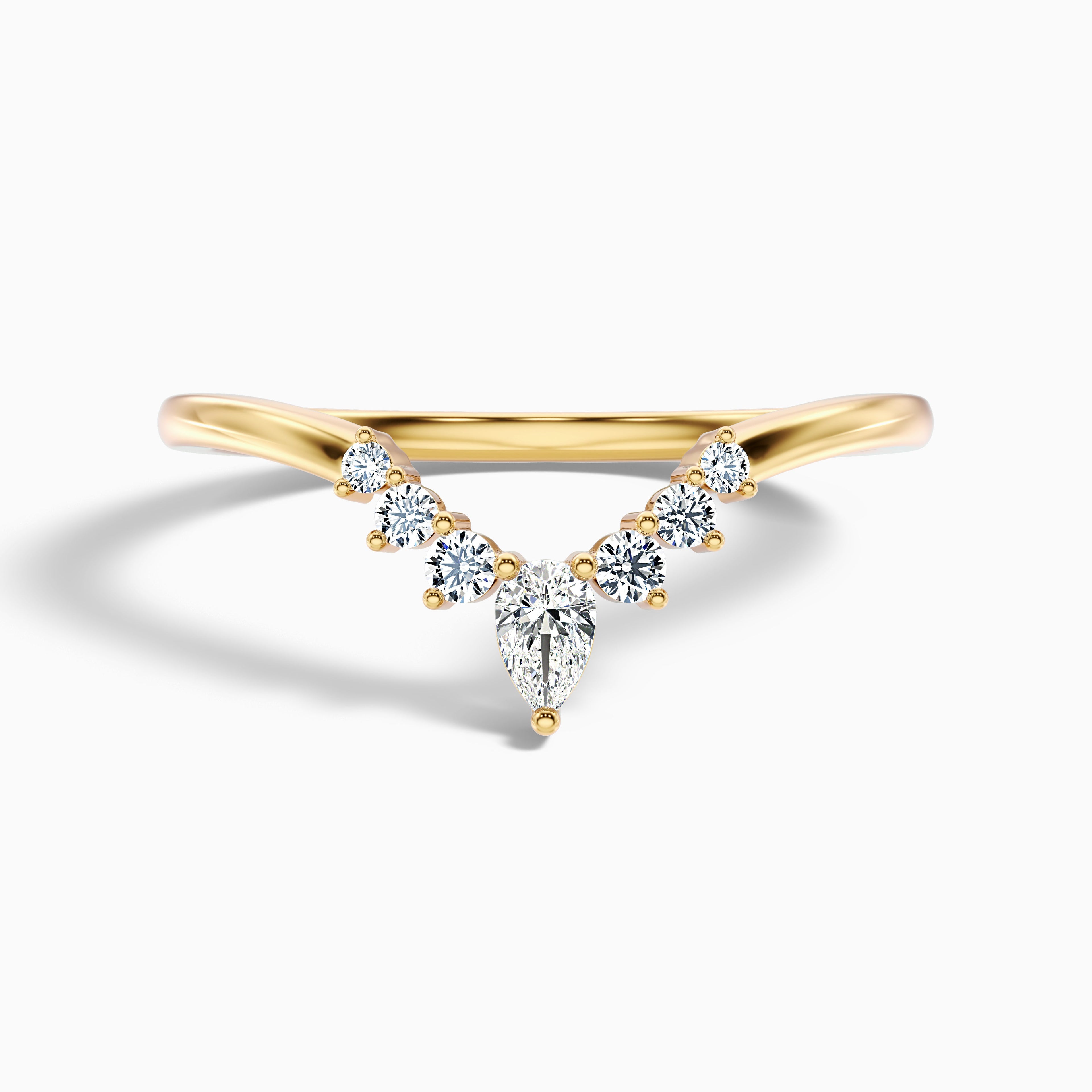 Peony Round Cut Crescent Shaped Lab Grown Diamond Wedding Band