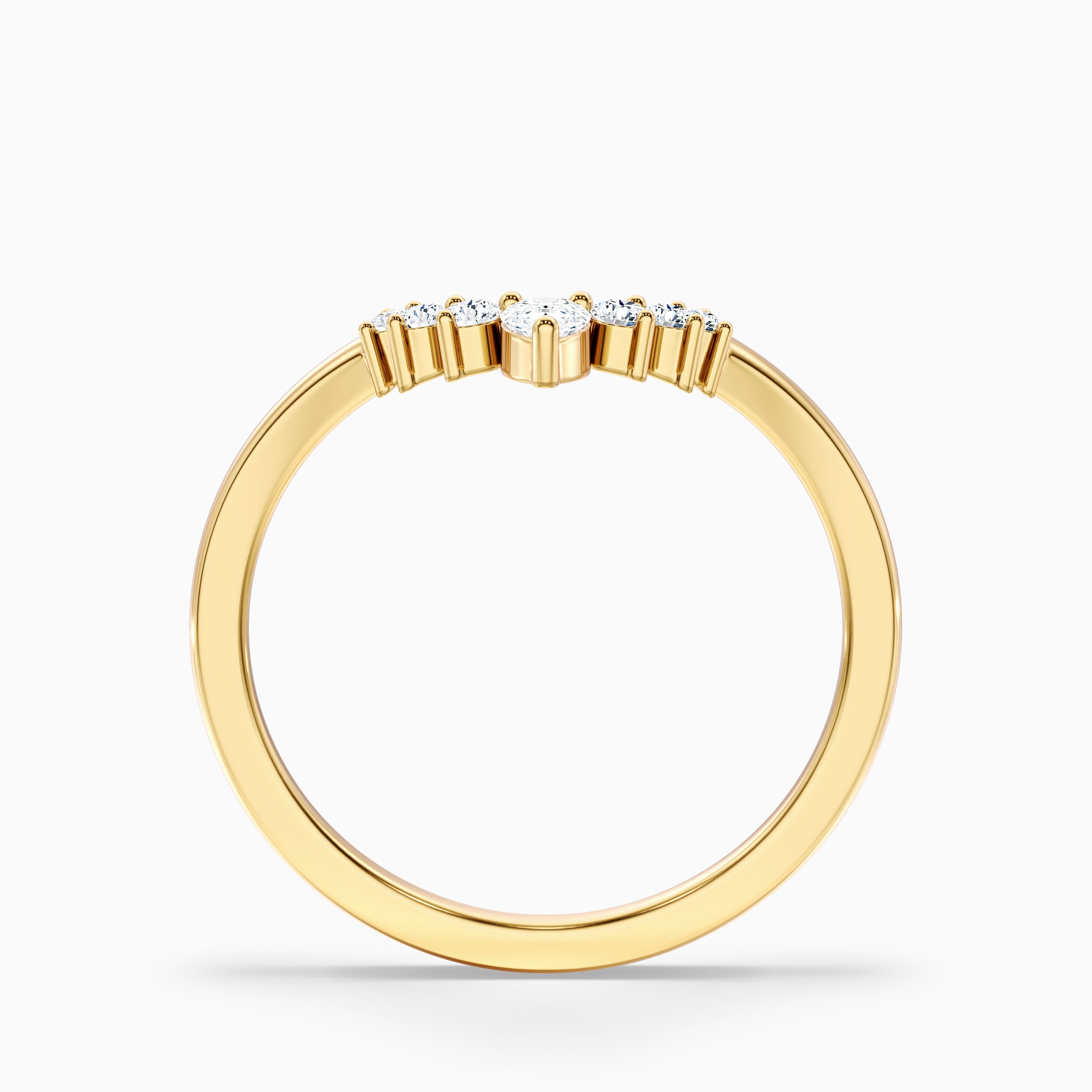 Peony Round Cut Crescent Shaped Lab Grown Diamond Wedding Band