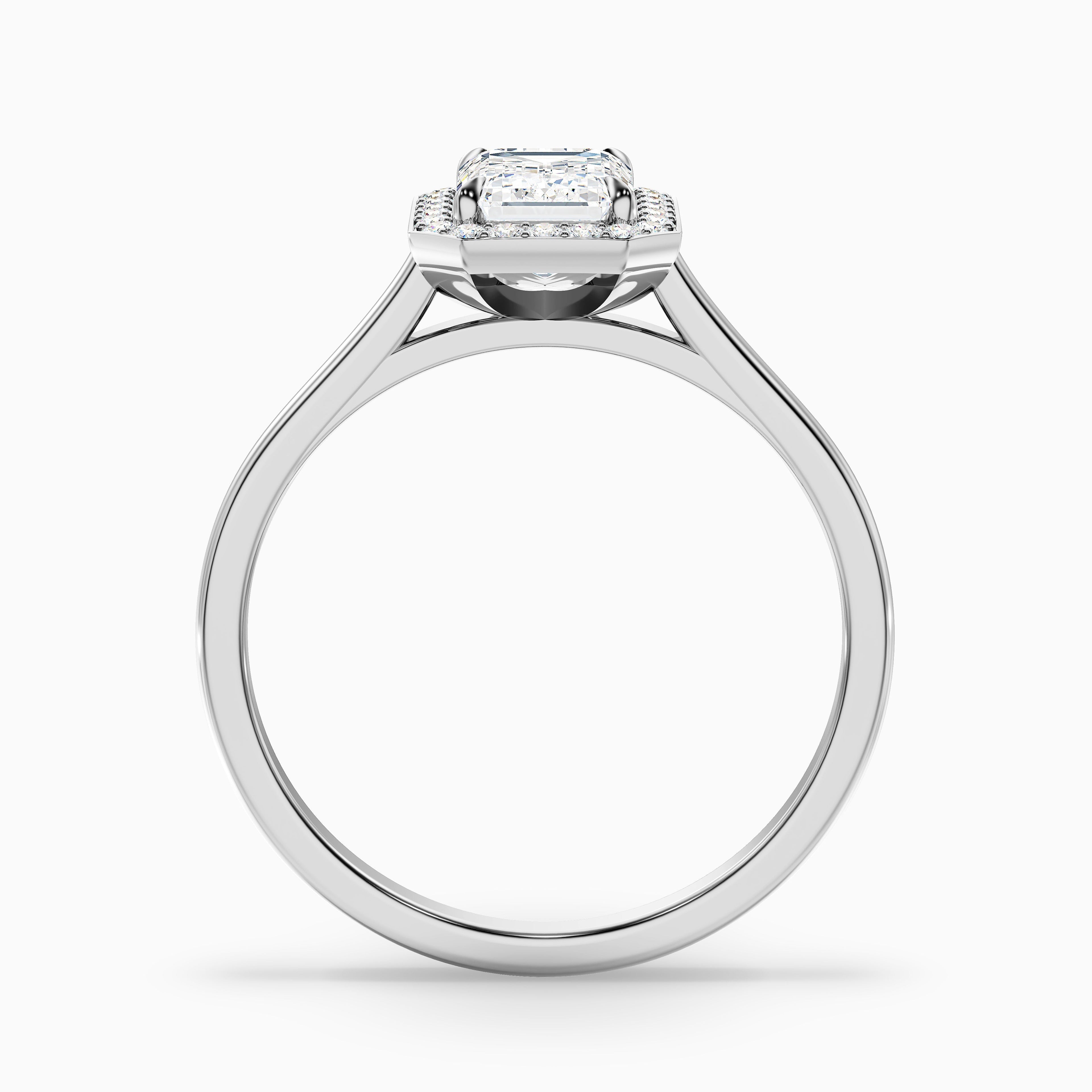Lara 3 Carat Emerald Cut Halo Moissanite Diamond Ring in 14k Yellow Gold