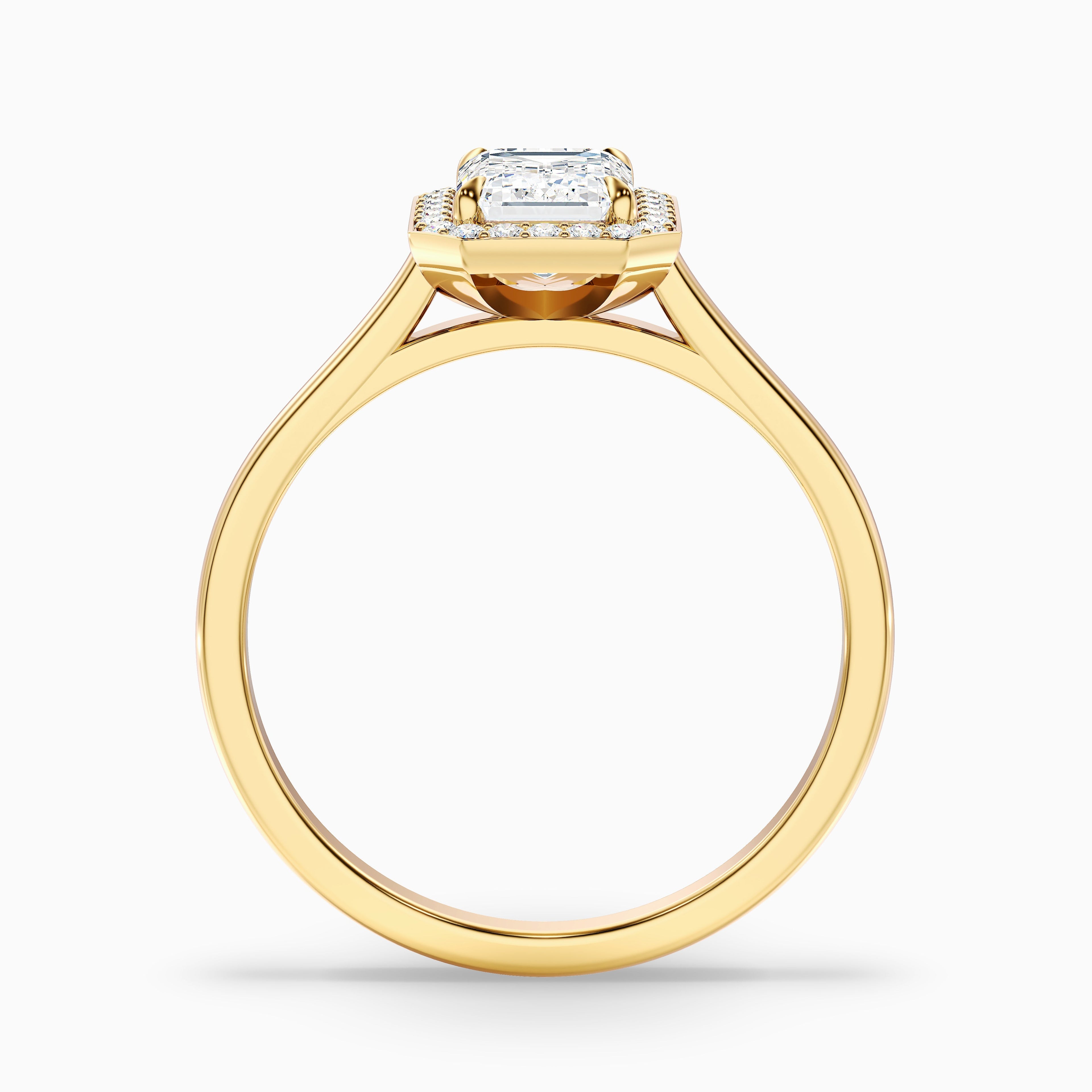 Lara 2 Carat Emerald Cut Halo Moissanite Diamond Ring in 14k White Gold