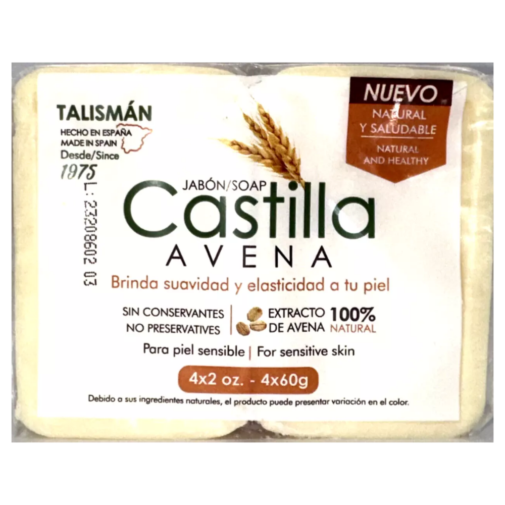 Talisman Castilla Oatmeal Soap 100% Natural (2oz 4pk) DestGlow