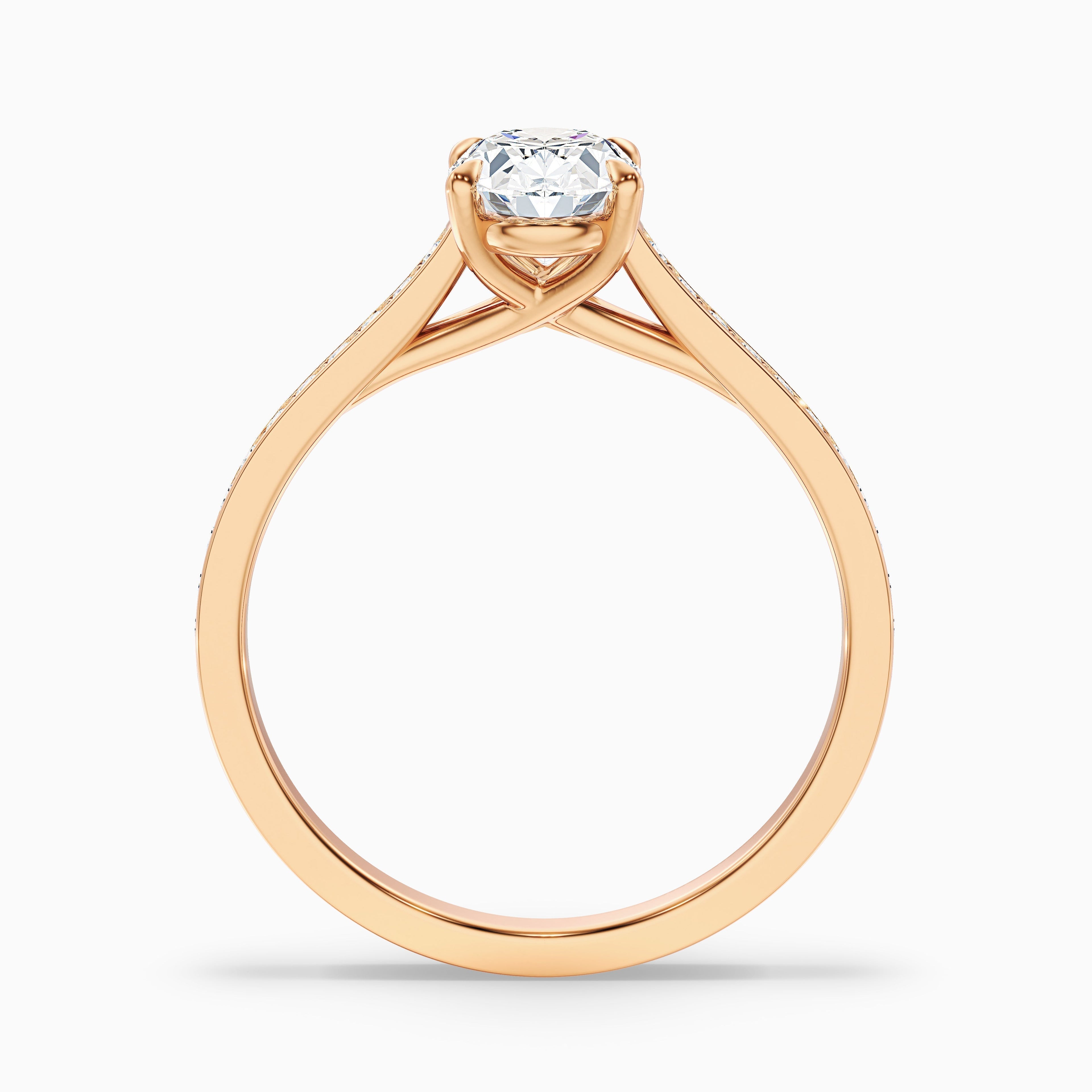 Carla 3.5 Carat Oval Cut Side Stone Pave Moissanite Diamond Ring in 18k Yellow Gold DestGlow