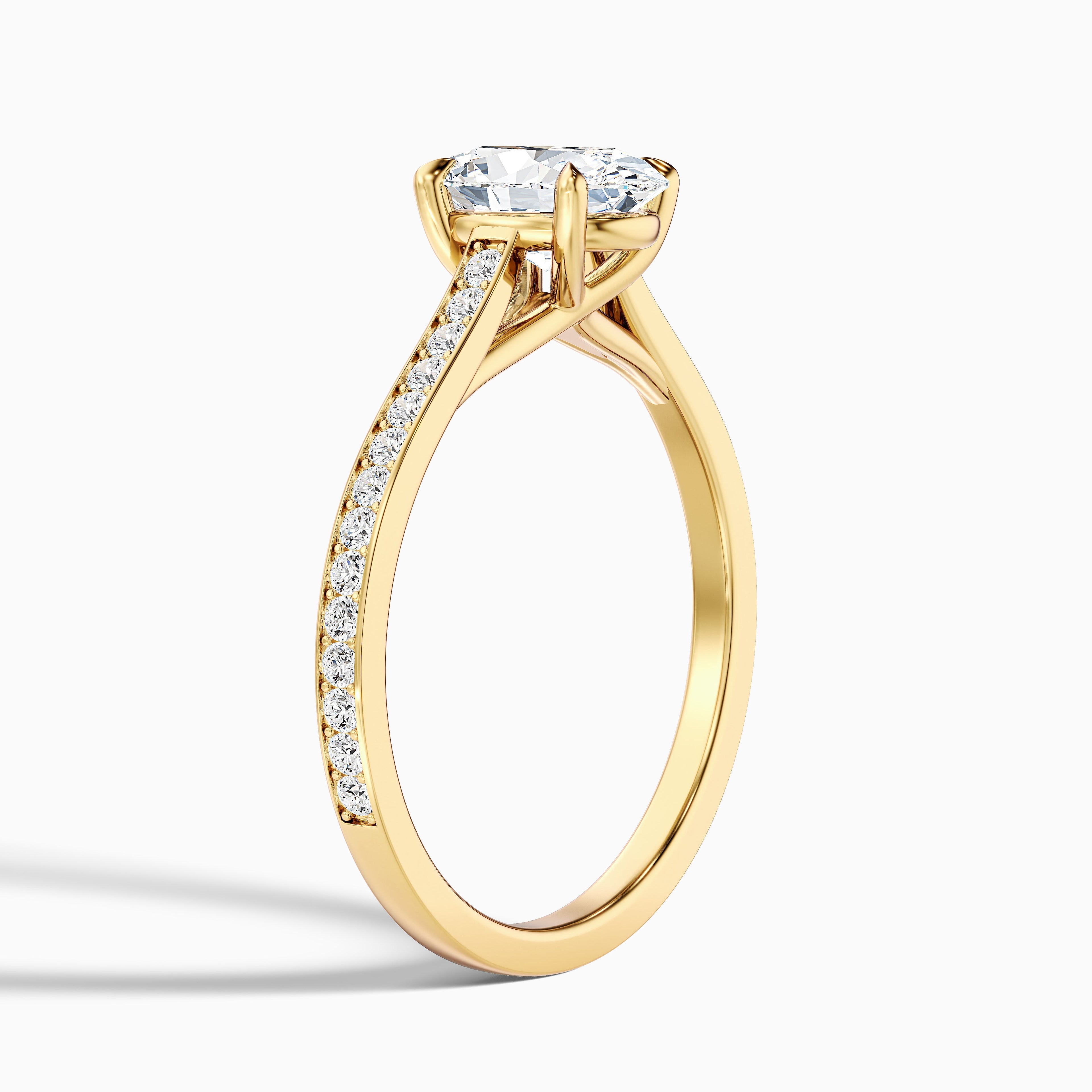 Carla 5 Carat Oval Cut Side Stone Pave Moissanite Diamond Ring in 10k White Gold