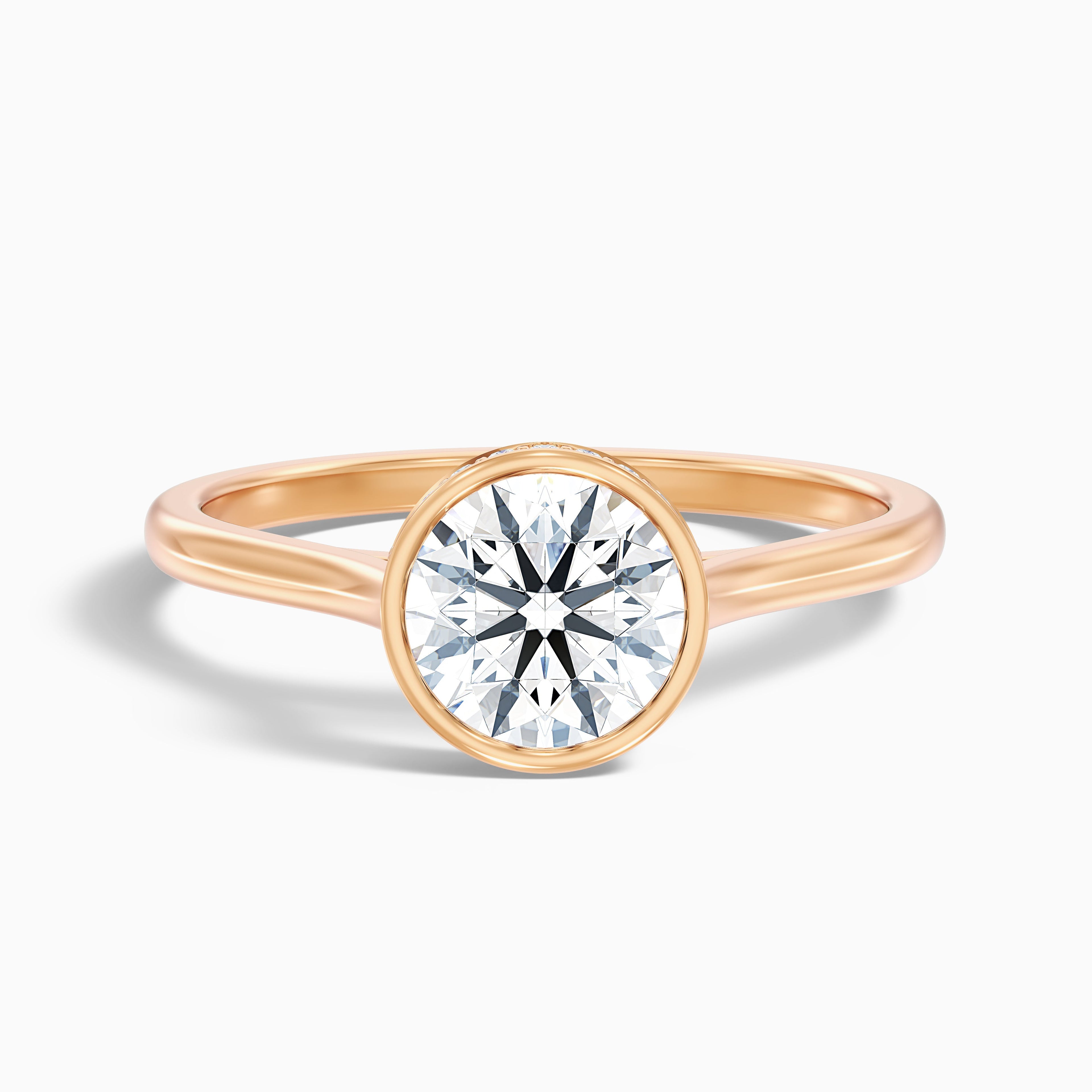 Anya 4.5 Carat Round Lab Grown Engagement Ring Hidden Halo in 14k Rose Gold