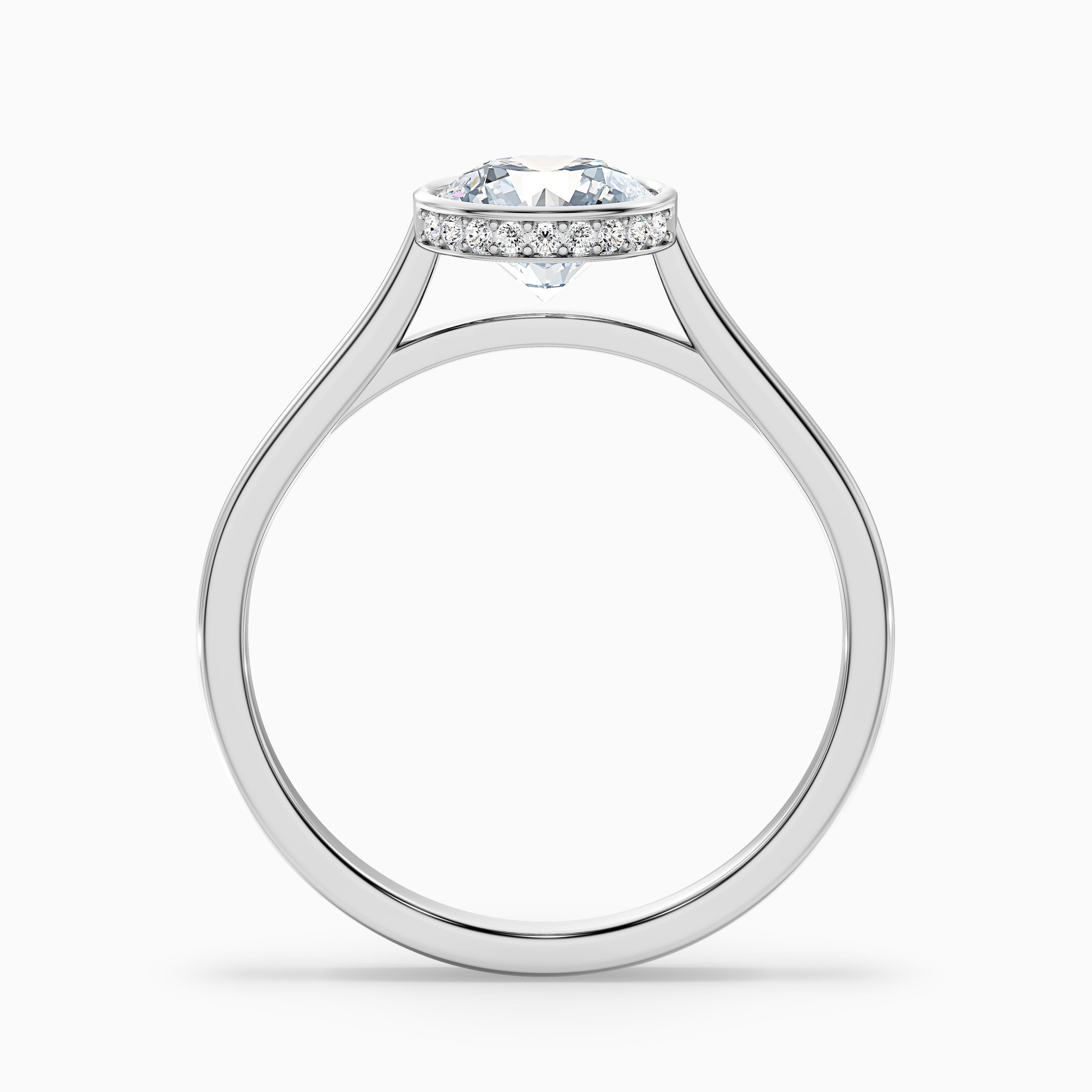 Angel 5.5 Carat Round Bezel Set Moissanite Diamond Ring with Hidden Halo in Platinum