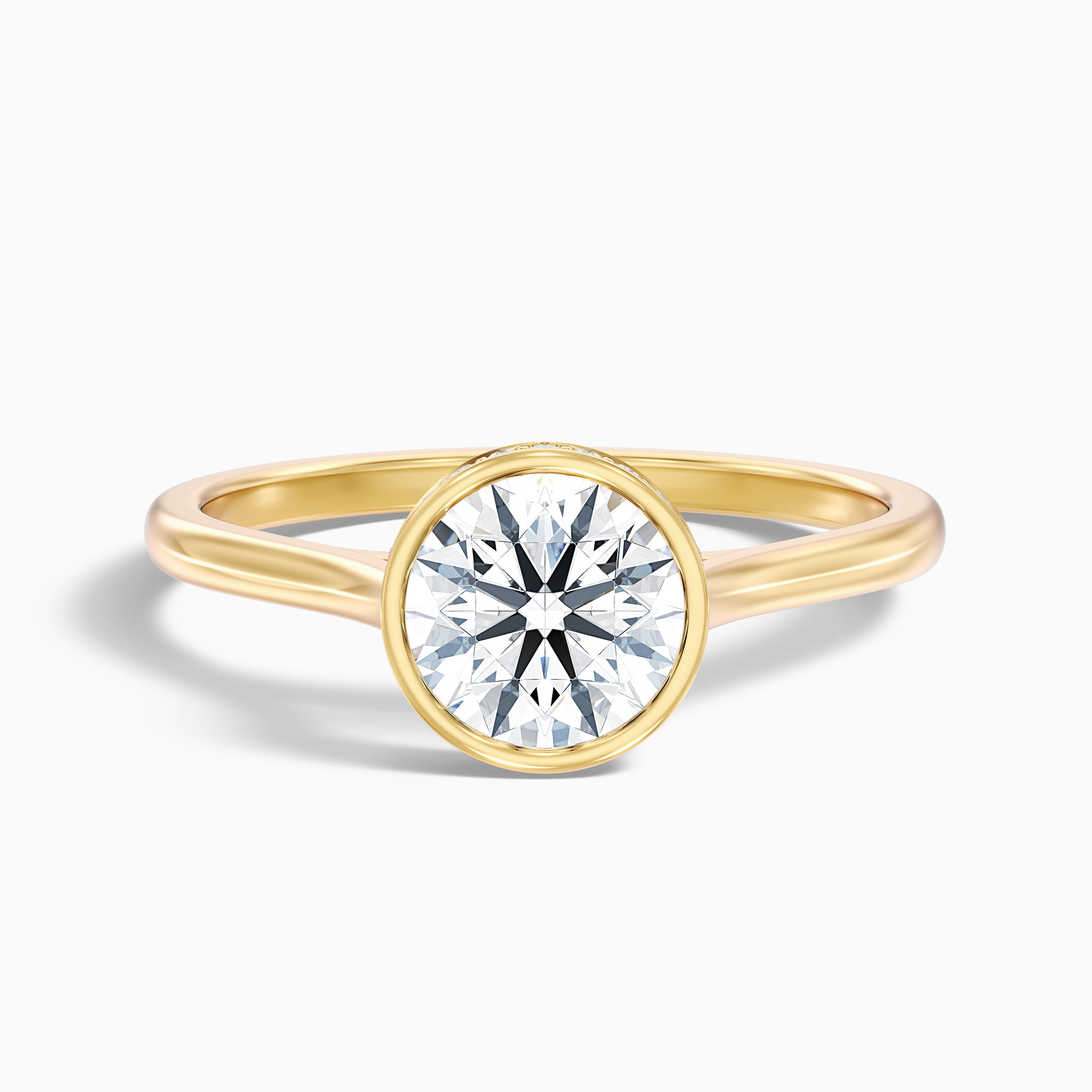 Angel 5 Carat Round Bezel Set Moissanite Diamond Ring with Hidden Halo in Platinum
