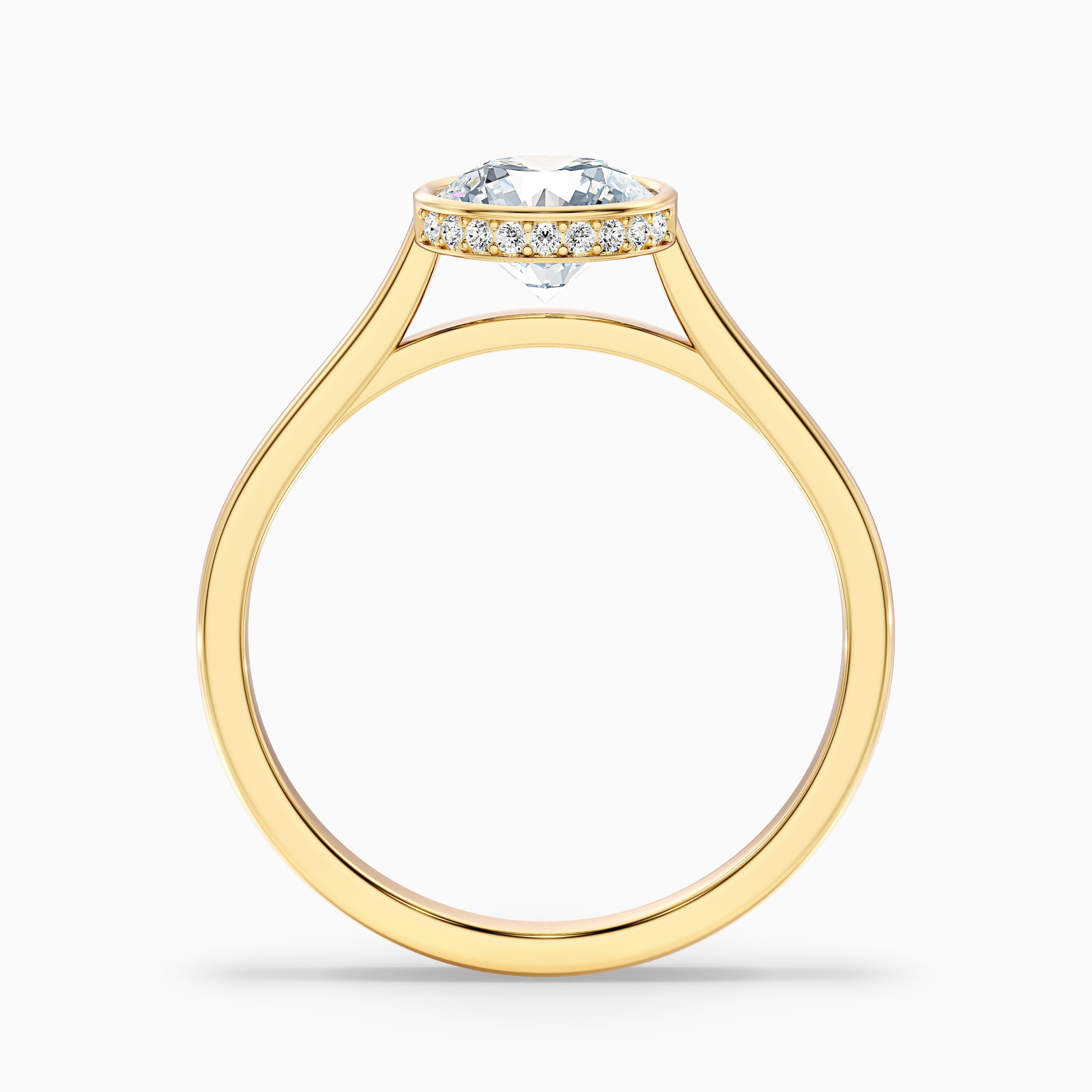 Angel 5.5 Carat Round Bezel Set Moissanite Diamond Ring with Hidden Halo in 18k Yellow Gold