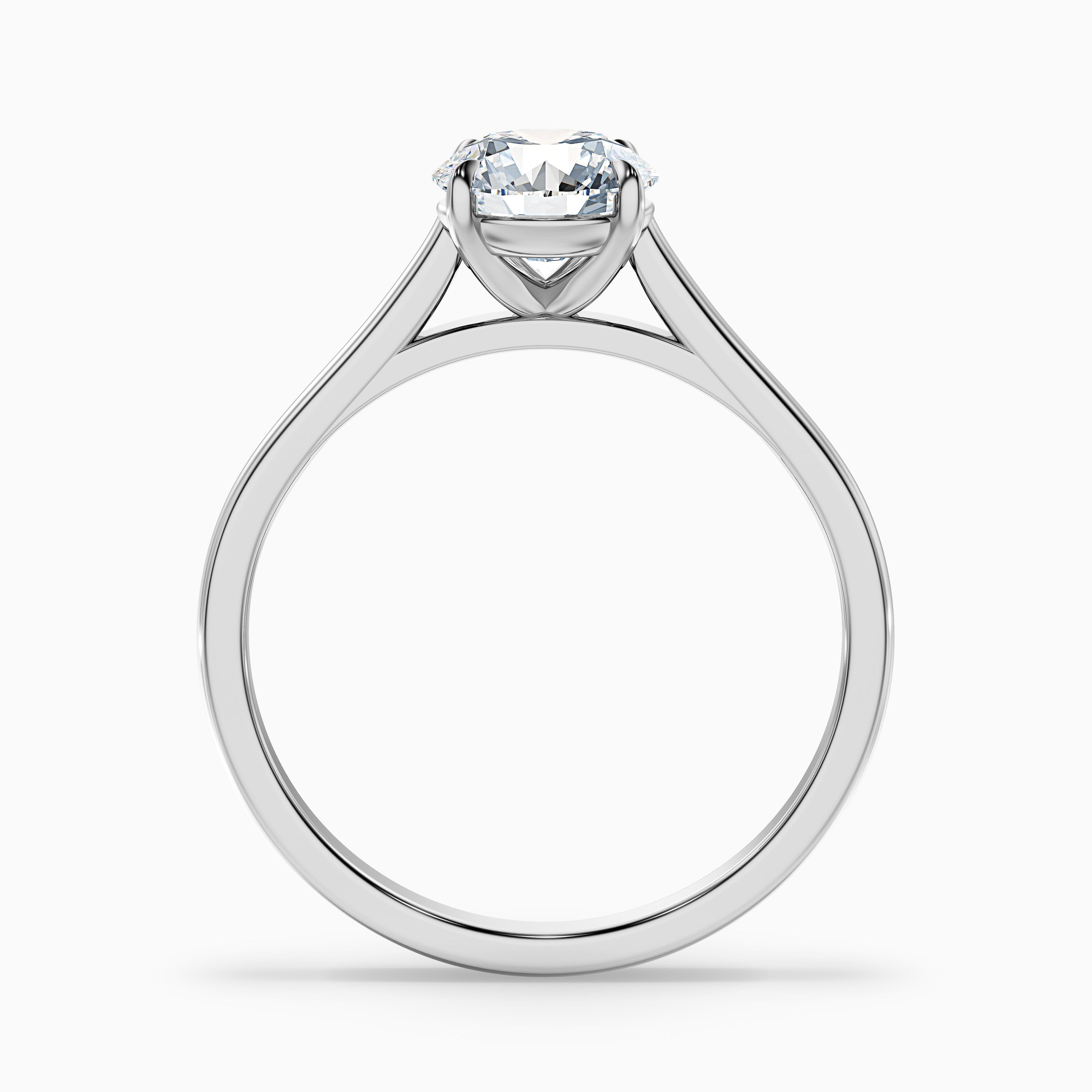 Anaya 1 Carat Round Cut Solitaire Moissanite Diamond Ring in 18k White Gold