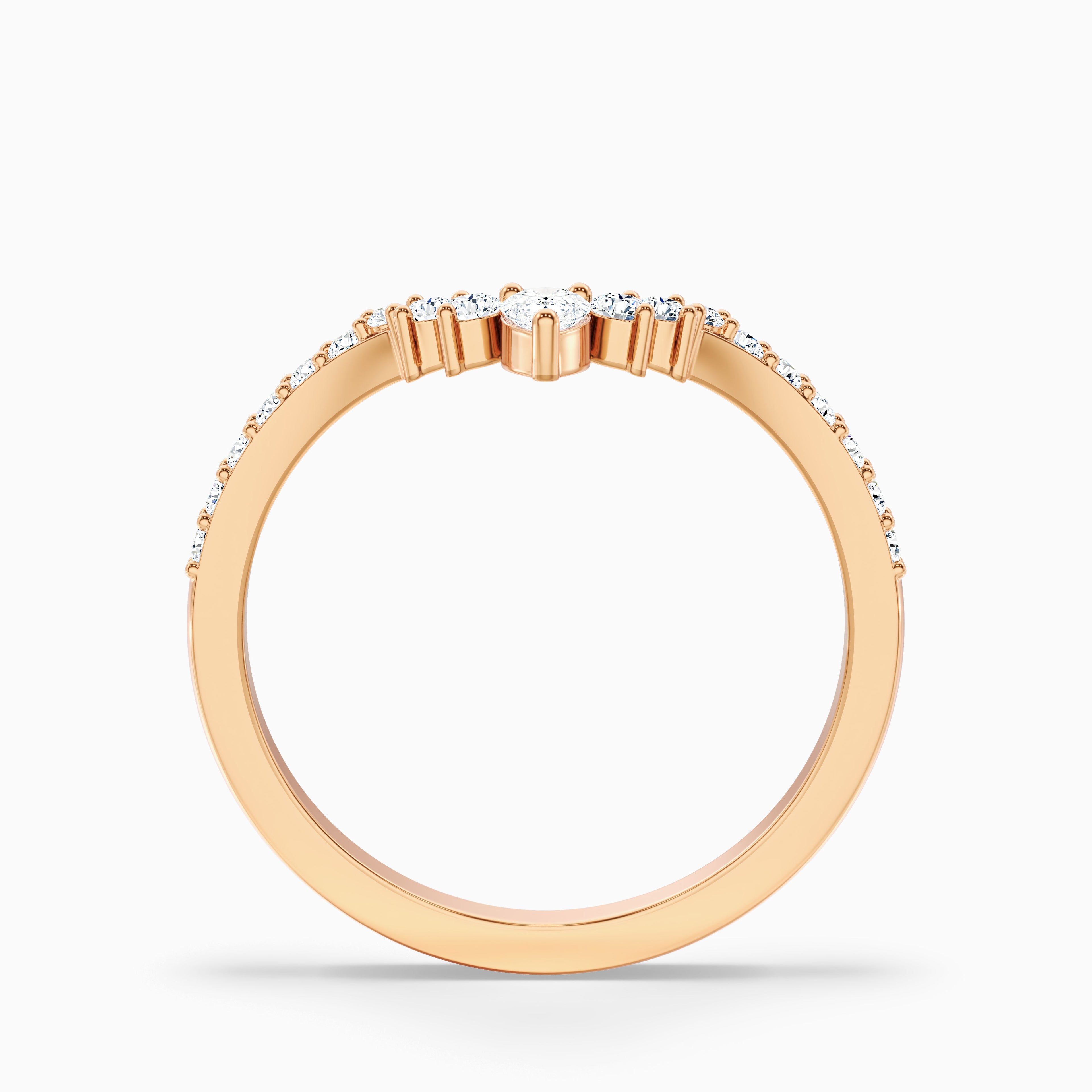 Winona Pear and Round Cut Crescent Shaped Lab Grown Diamond Wedding Band