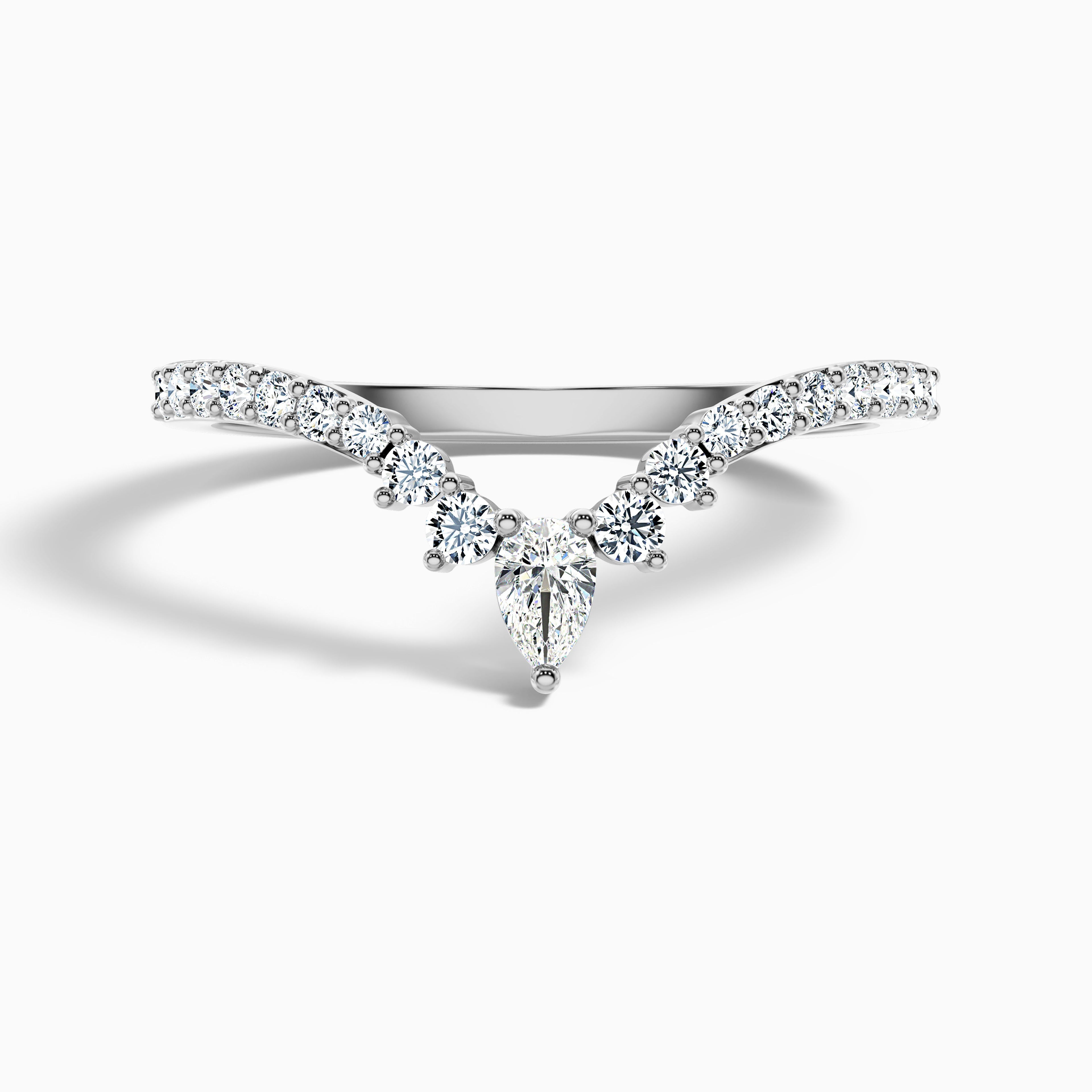Winona Pear and Round Cut Crescent Shaped Lab Grown Diamond Wedding Band