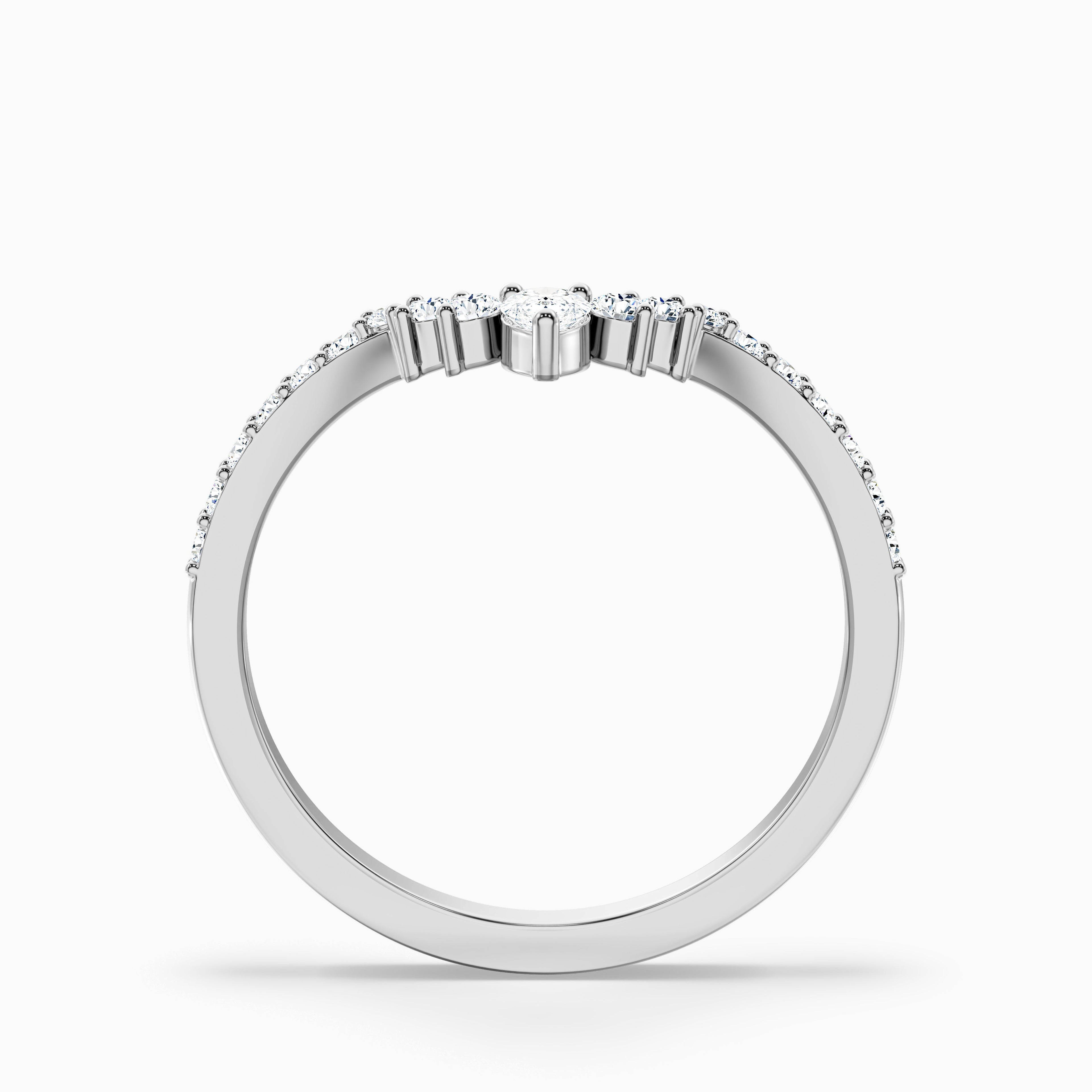 Winona Pear and Round Cut Crescent Shaped Lab Grown Diamond Wedding Band
