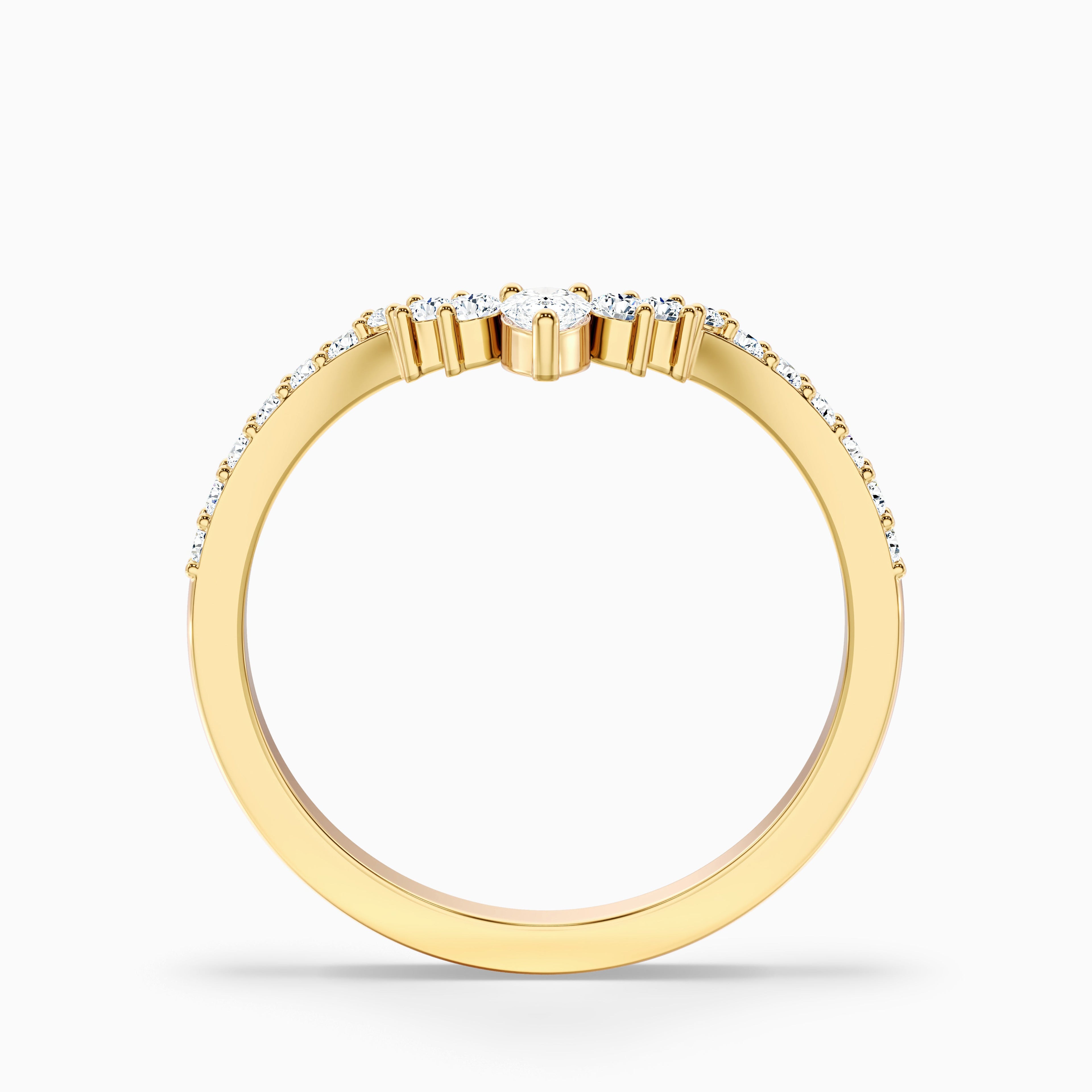 Winona Pear and Round Cut Crescent Shaped Lab Grown Diamond Wedding Band