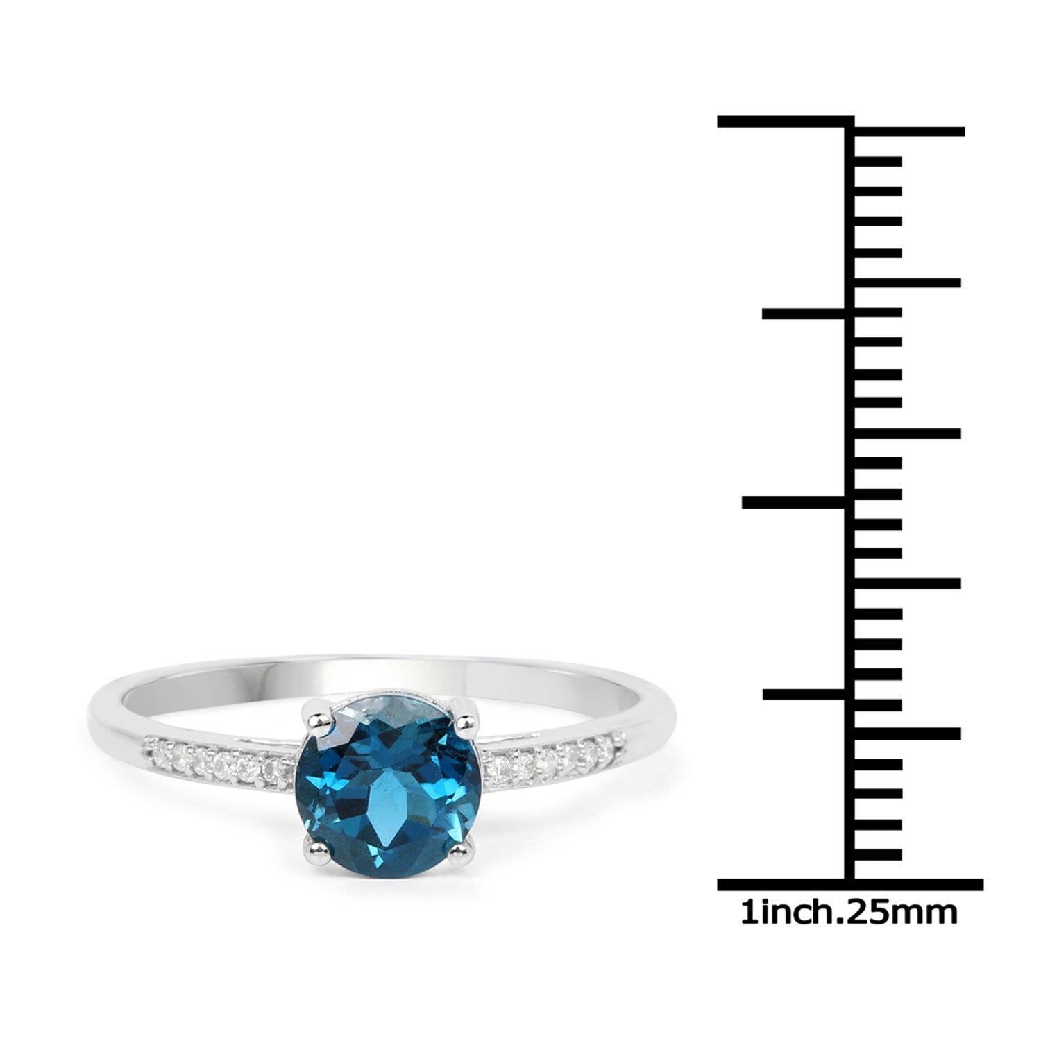 1.05 Carat Genuine London Blue Topaz and White Diamond 14K White Gold Ring by Bids.com