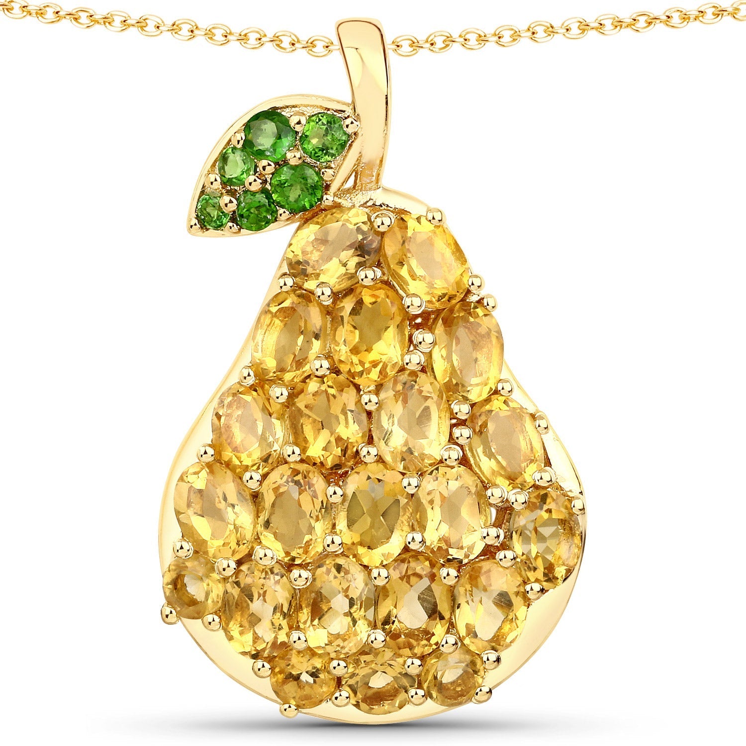 3.39 Carat Genuine Citrine and Chrome Diopside .925 Sterling Silver Pendant DestGlow
