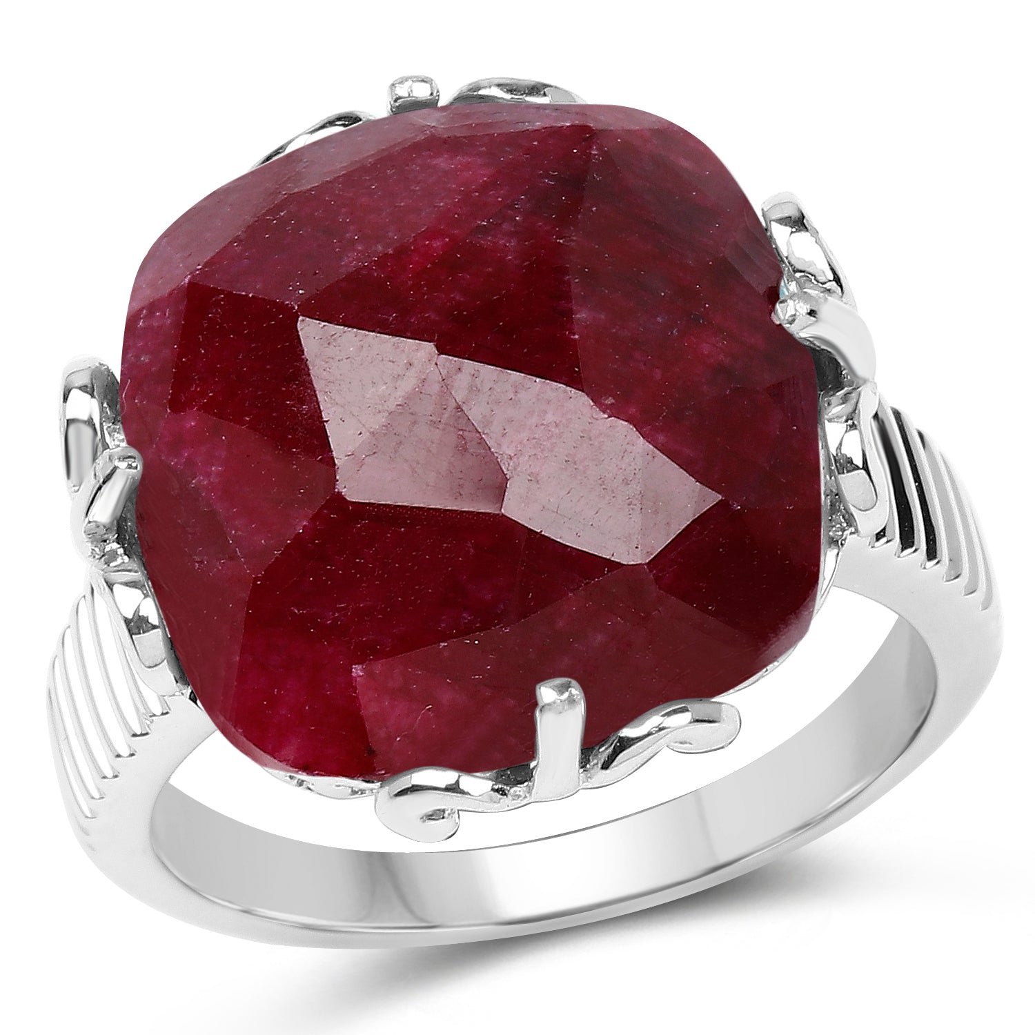13.65 Carat Dyed Ruby .925 Sterling Silver Ring by Bids.com