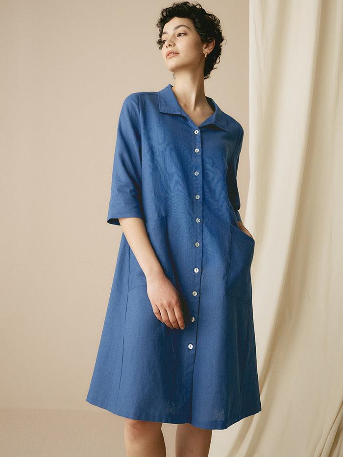 100% Linen Shirt Dress MADISON by LINTICO
