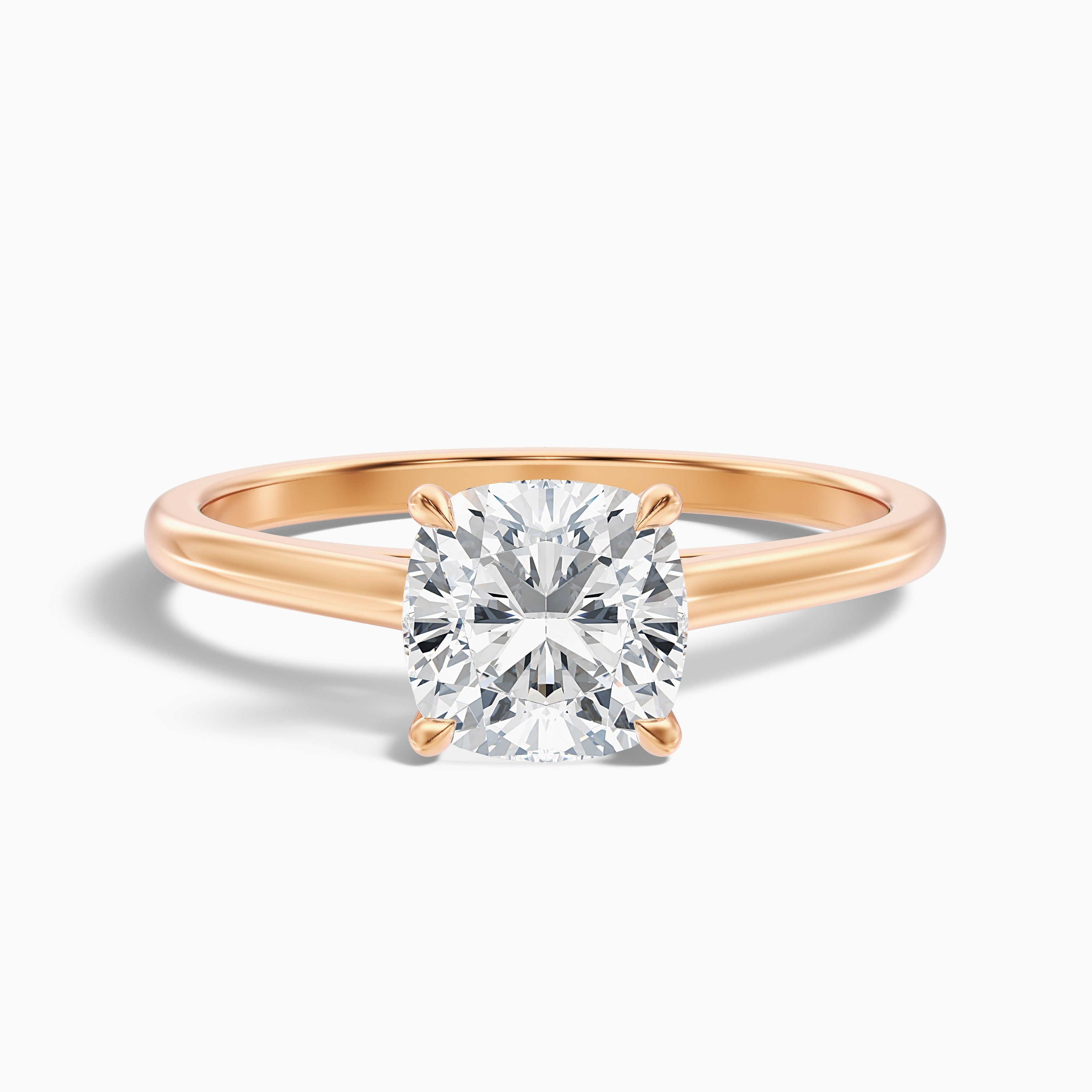 Aisha 4.5 Carat Cushion Cut Solitaire Moissanite Diamond Ring in 14k Rose Gold DestGlow