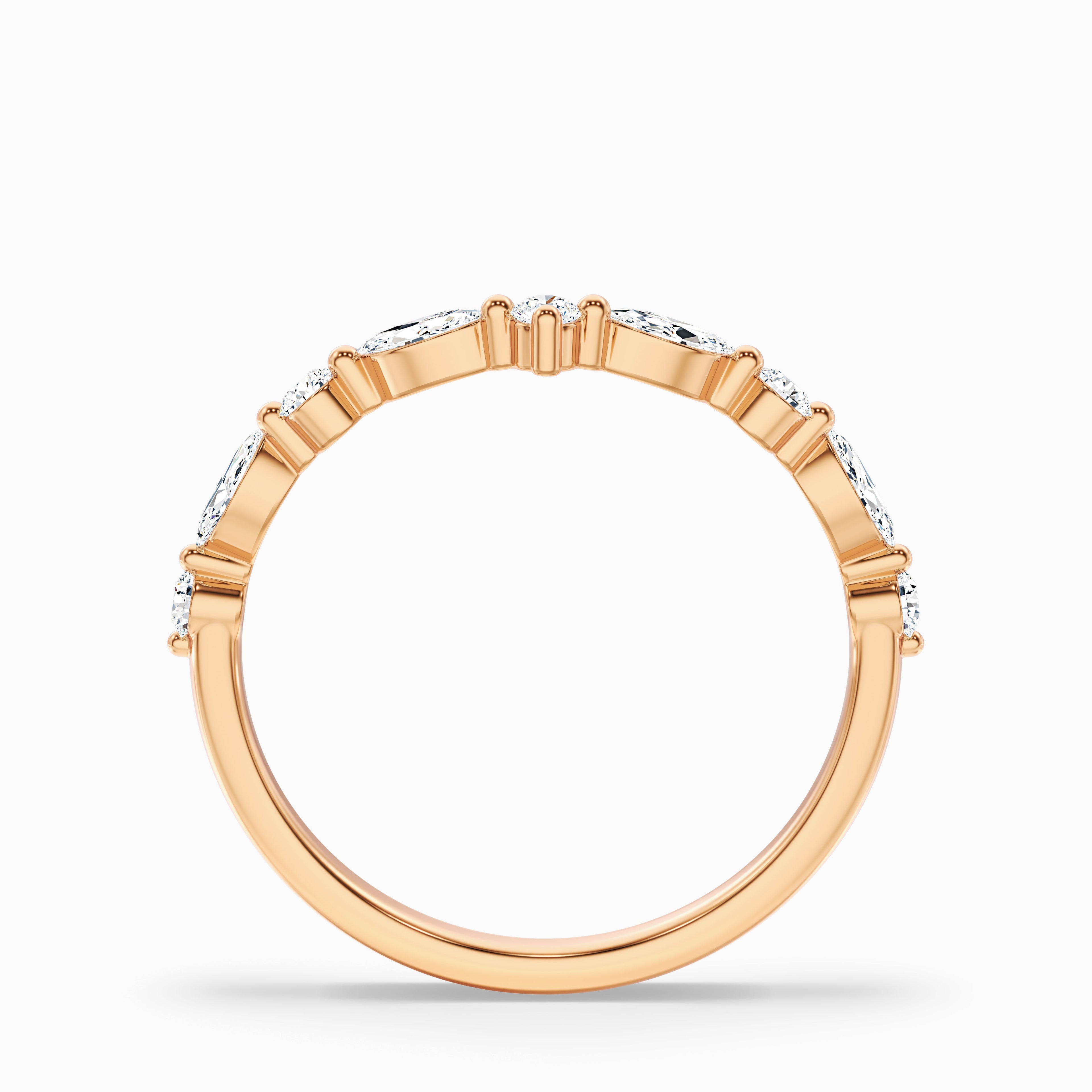 Maelis Round and Marquise Cut Curved Lab Grown Diamond Wedding Band
