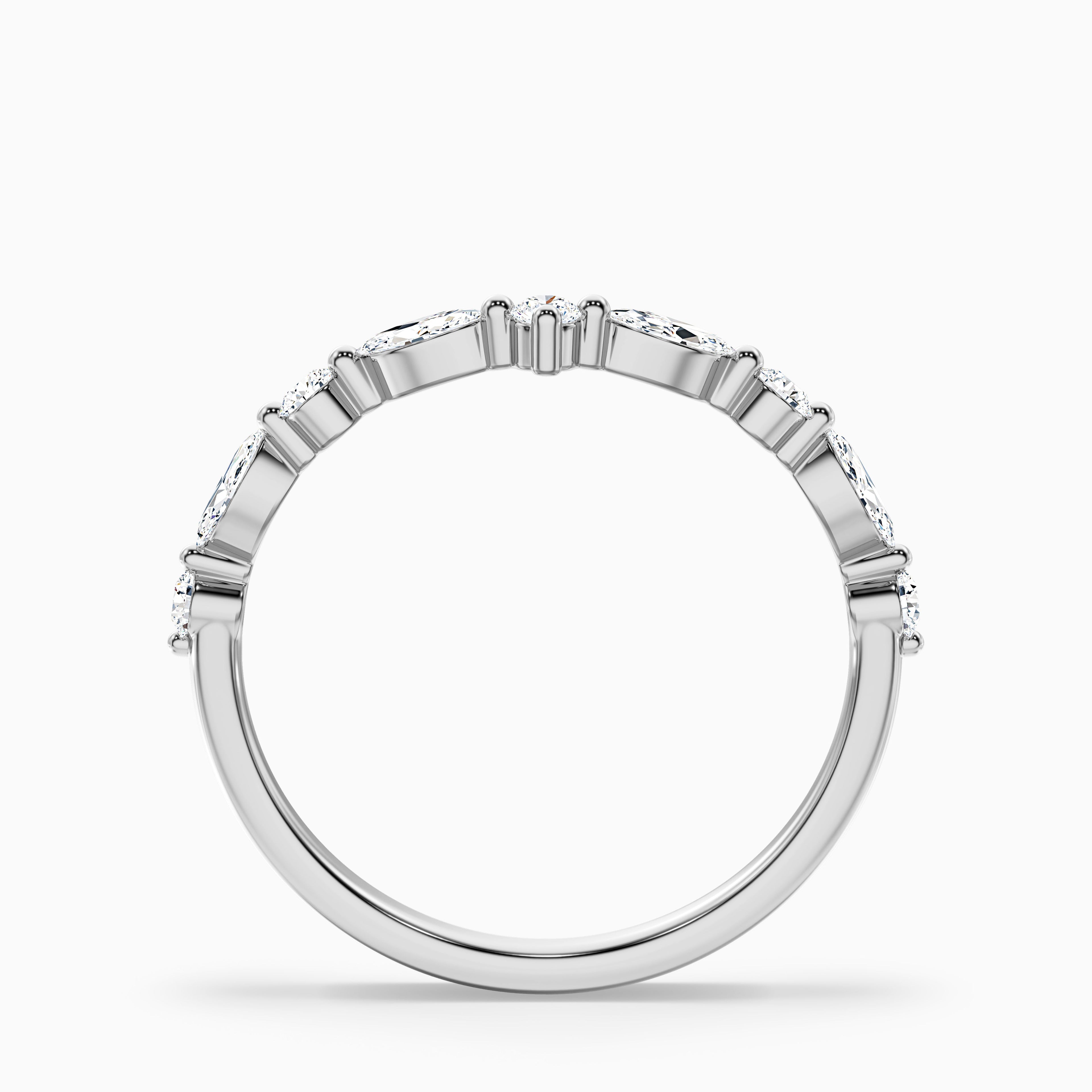 Maelis Round and Marquise Cut Curved Lab Grown Diamond Wedding Band
