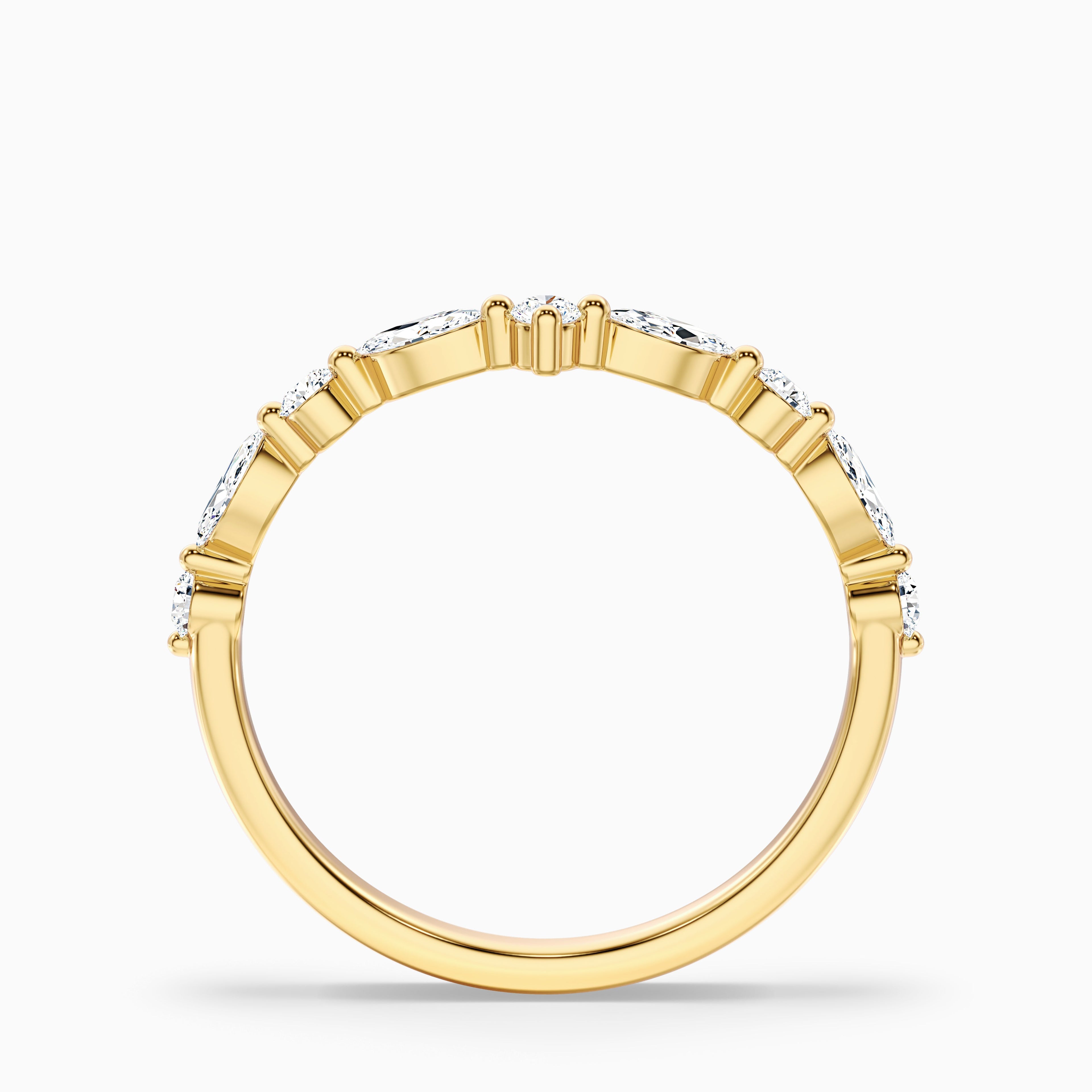 Maelis Round and Marquise Cut Curved Lab Grown Diamond Wedding Band