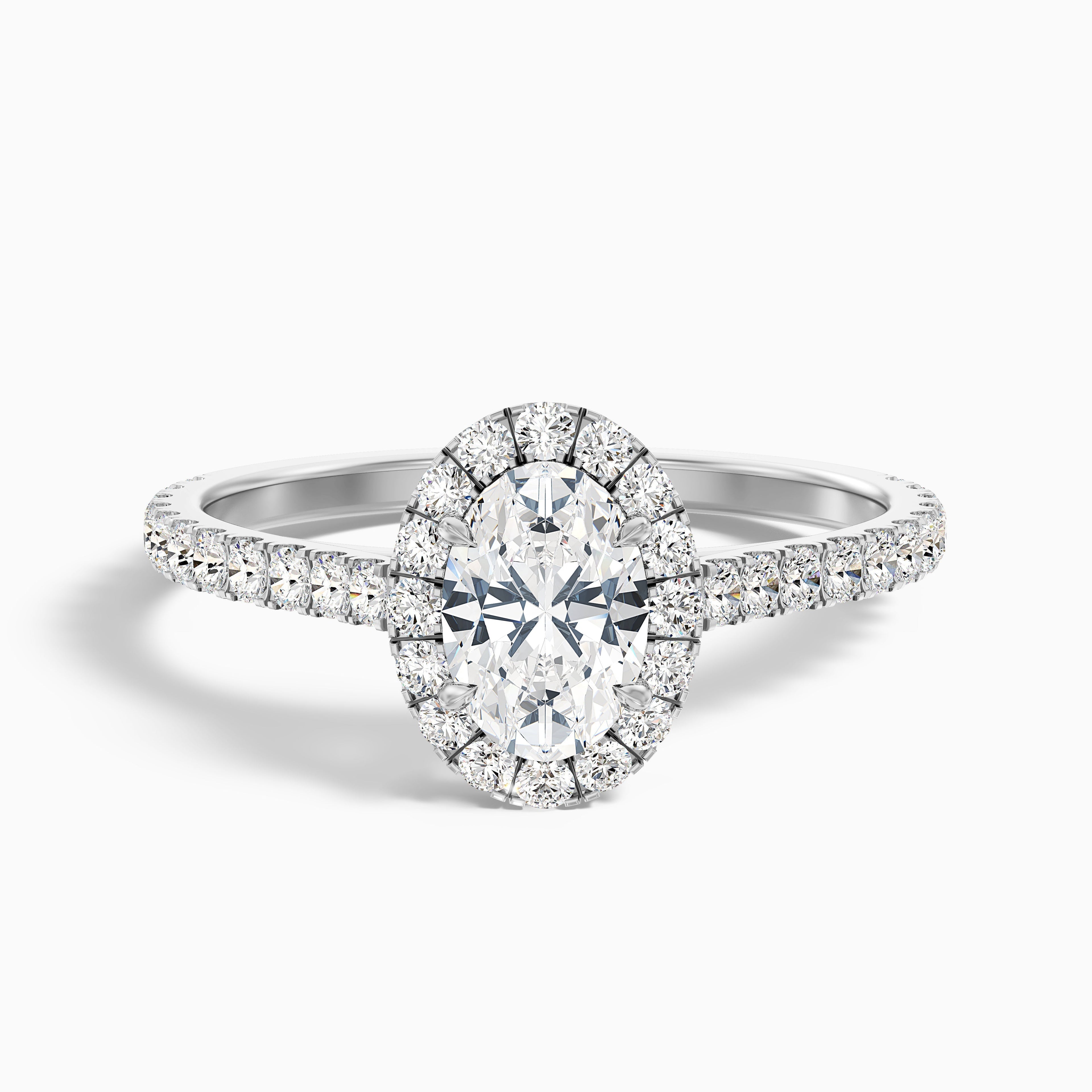 Adley 4 Carat Oval Halo Pave Moissanite Diamond Ring in 18k Yellow Gold DestGlow