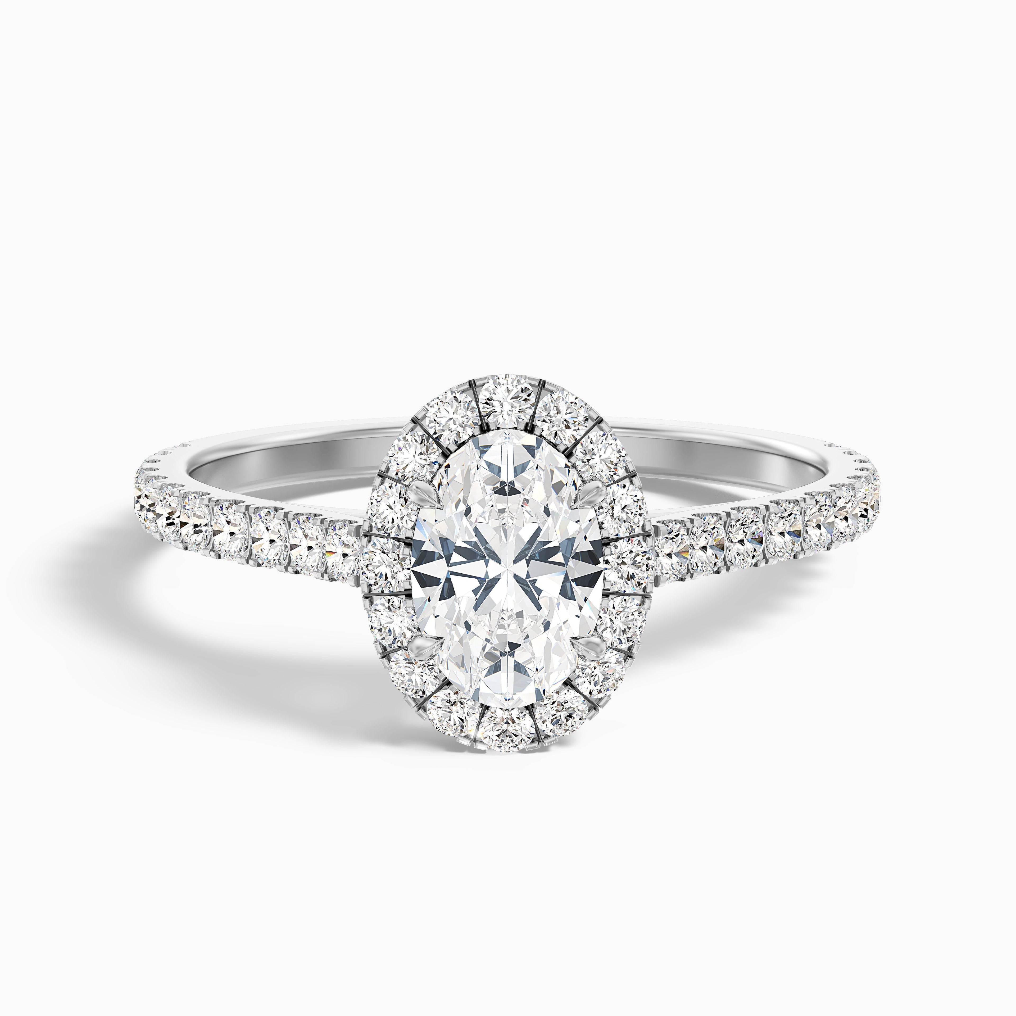 Zia 3 Carat Oval Halo Pave Lab Grown Engagement Ring in 18k Yellow Gold DestGlow