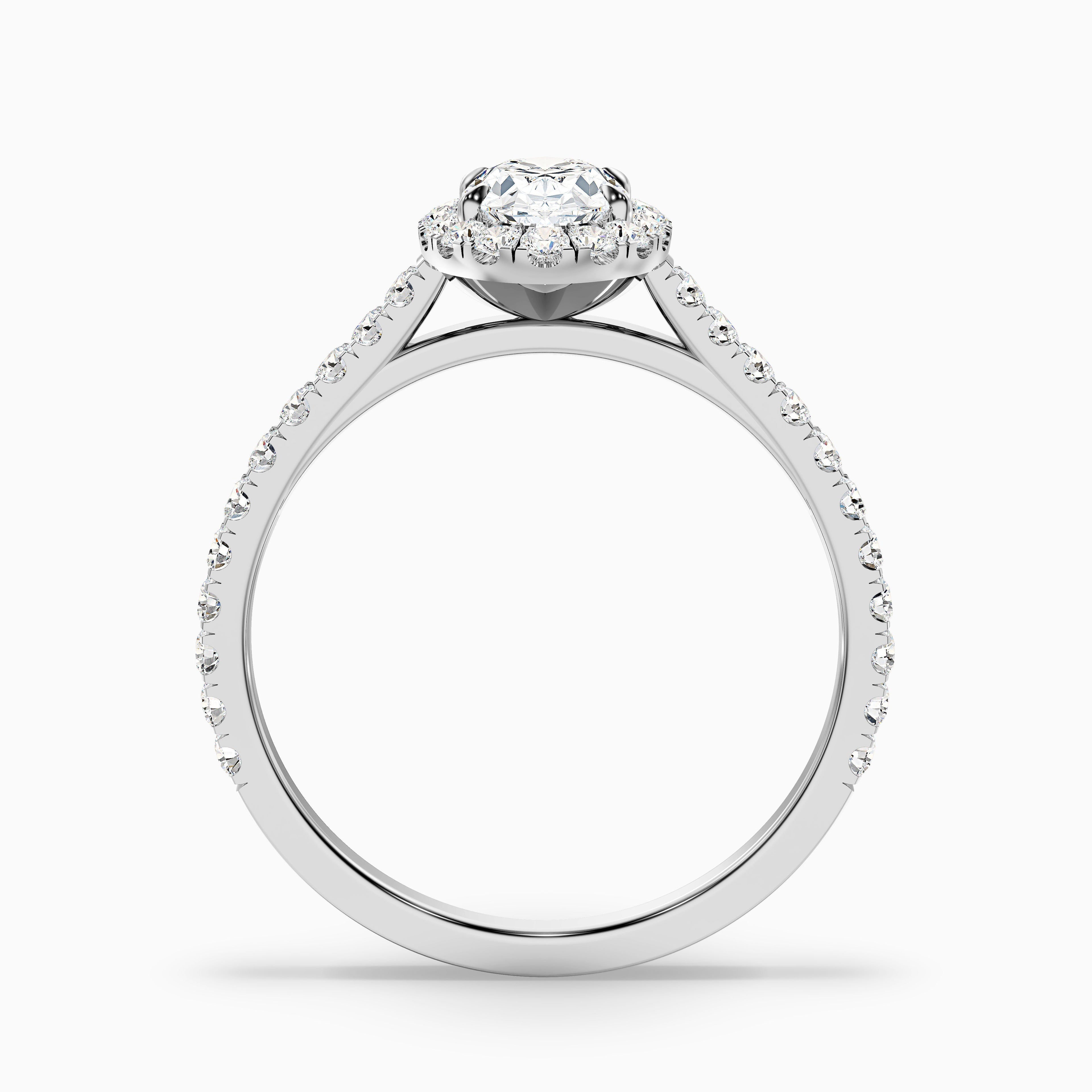 Adley 4.5 Carat Oval Halo Pave Moissanite Diamond Ring in 14k White Gold DestGlow