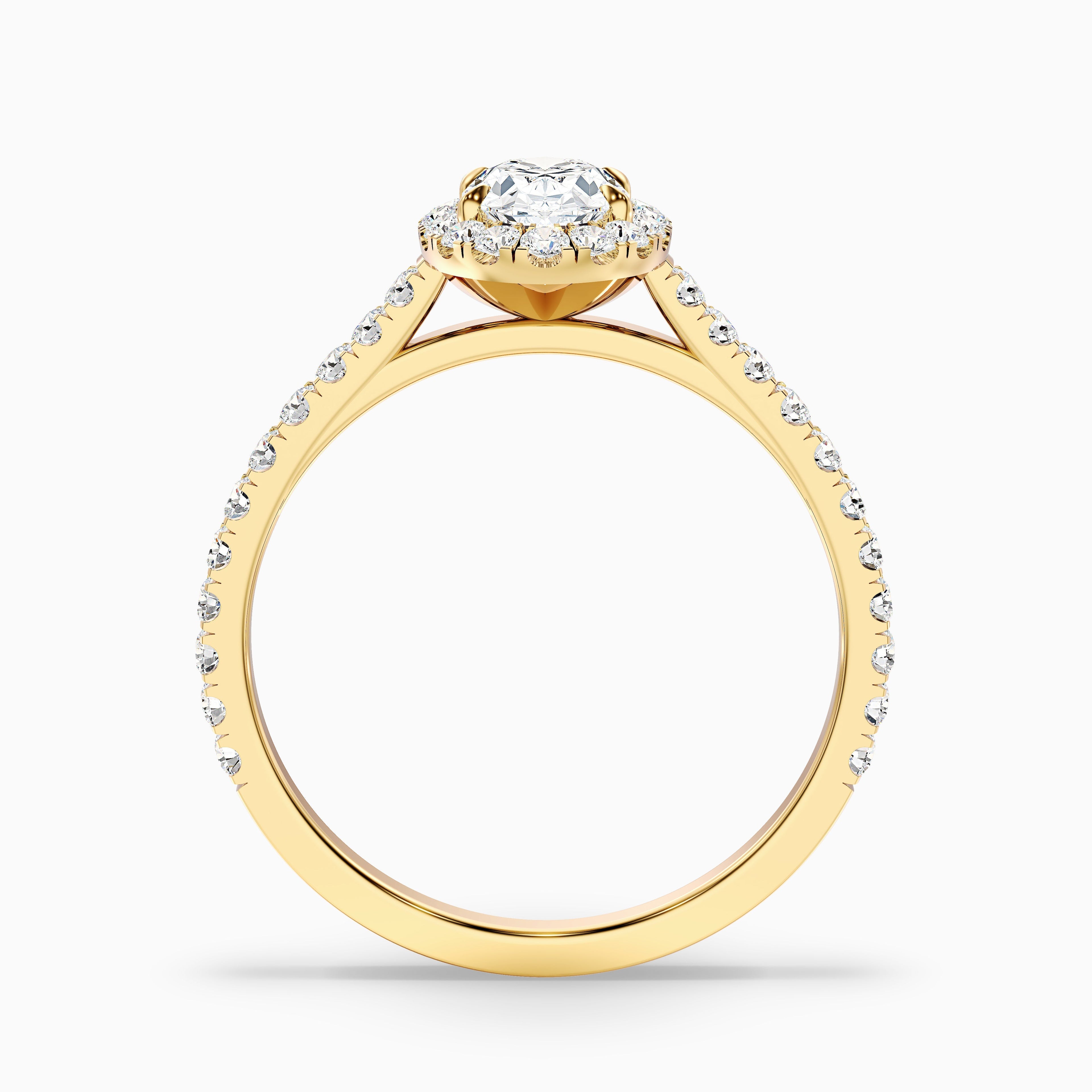 Adley 3.5 Carat Oval Halo Pave Moissanite Diamond Ring in 18k Rose Gold