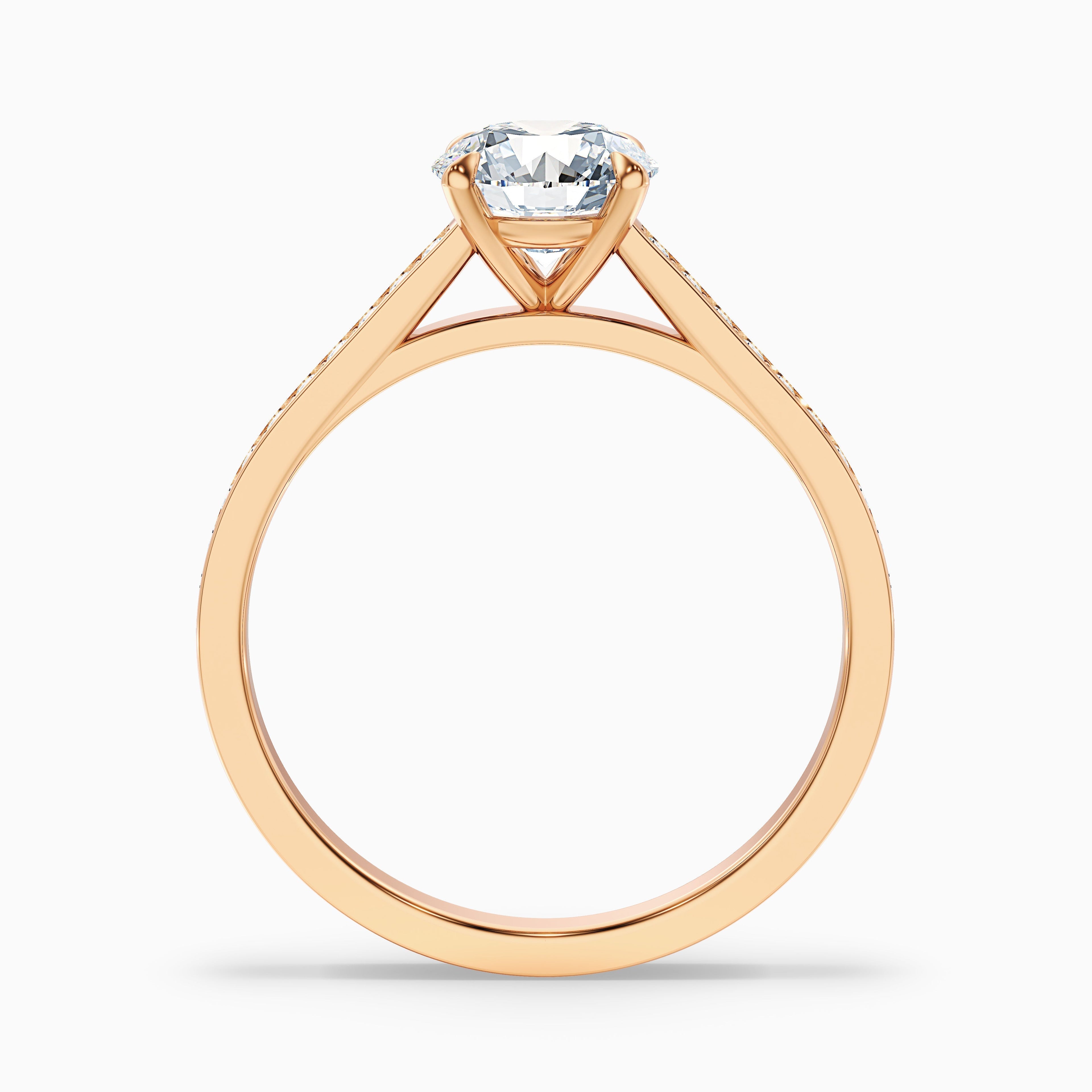 Lisa 5.5 Carat Round Cut Side Stone Pave Moissanite Diamond Ring in 18k Yellow Gold DestGlow