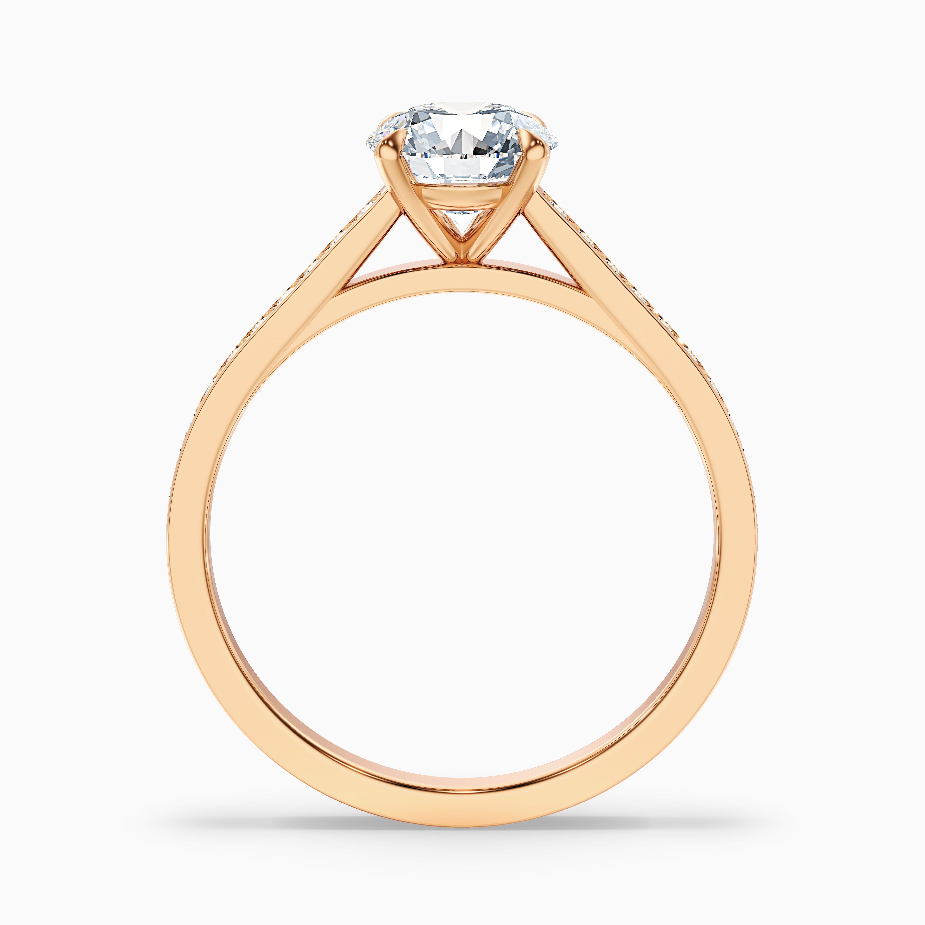 Nyra 4 Carat Round Cut Side Stone Pave Lab Grown Engagement Ring in 18k White Gold DestGlow