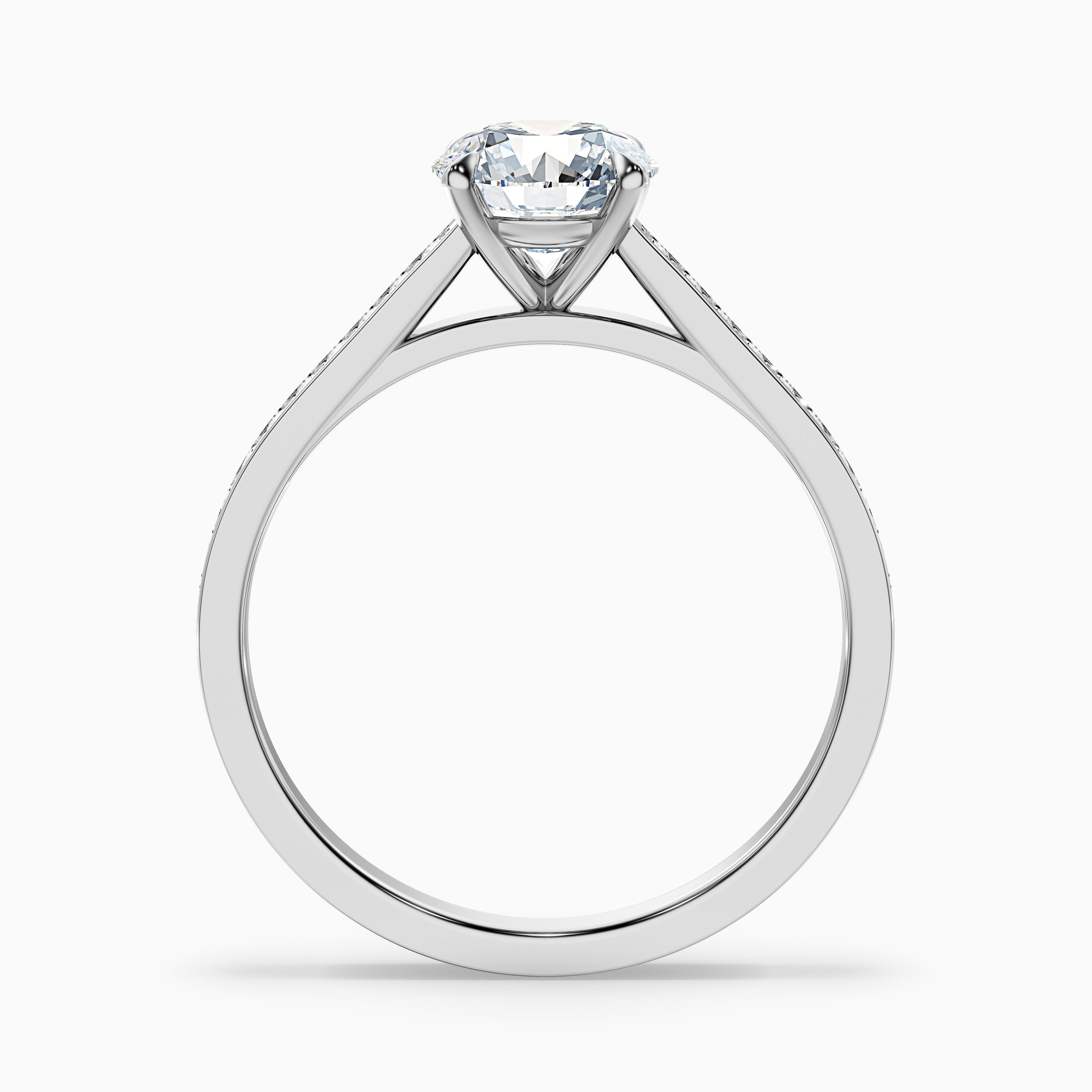 Nyra 4.5 Carat Round Cut Side Stone Pave Lab Grown Engagement Ring in 14k Yellow Gold
