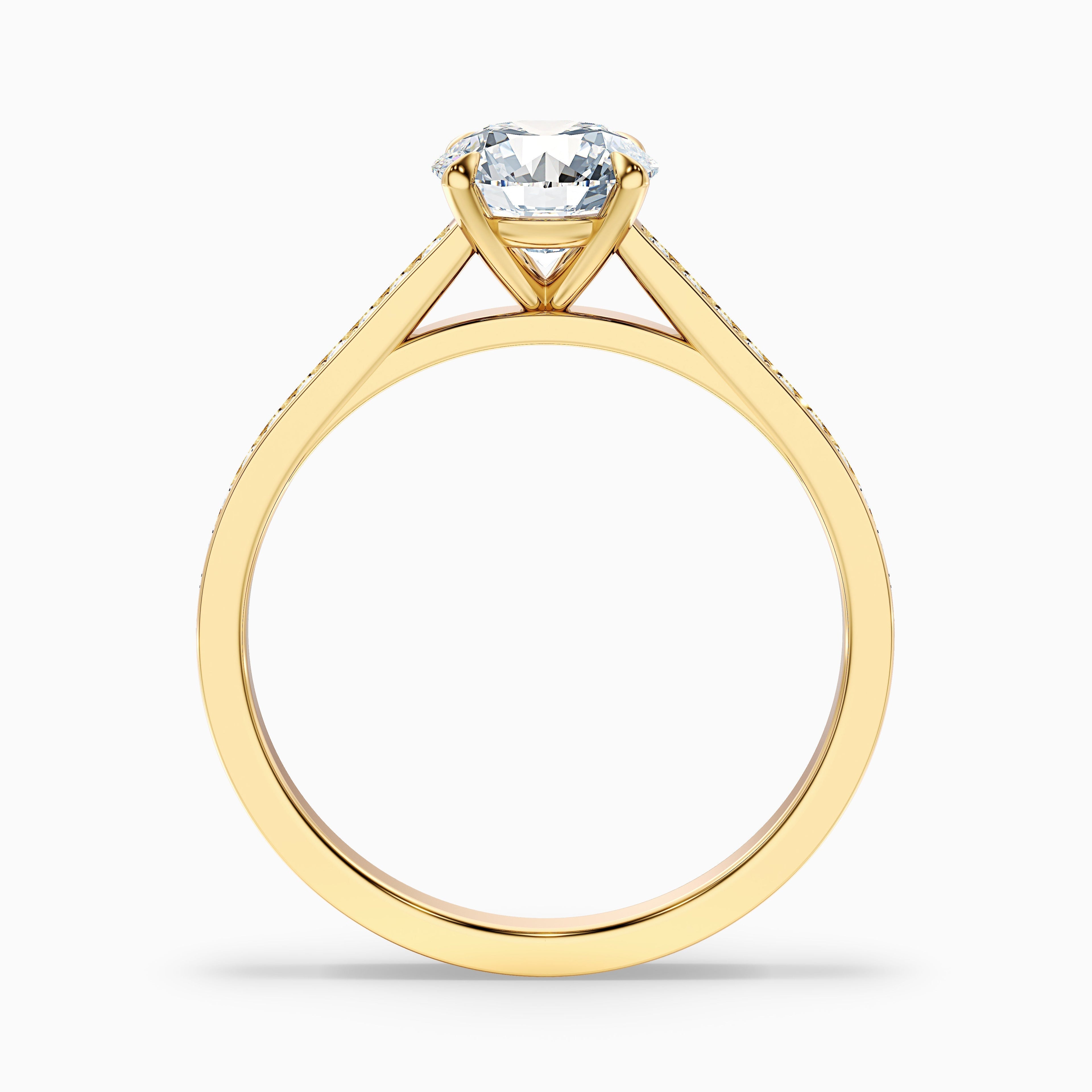 Nyra 2 Carat Round Cut Side Stone Pave Lab Grown Engagement Ring in 10k Rose Gold