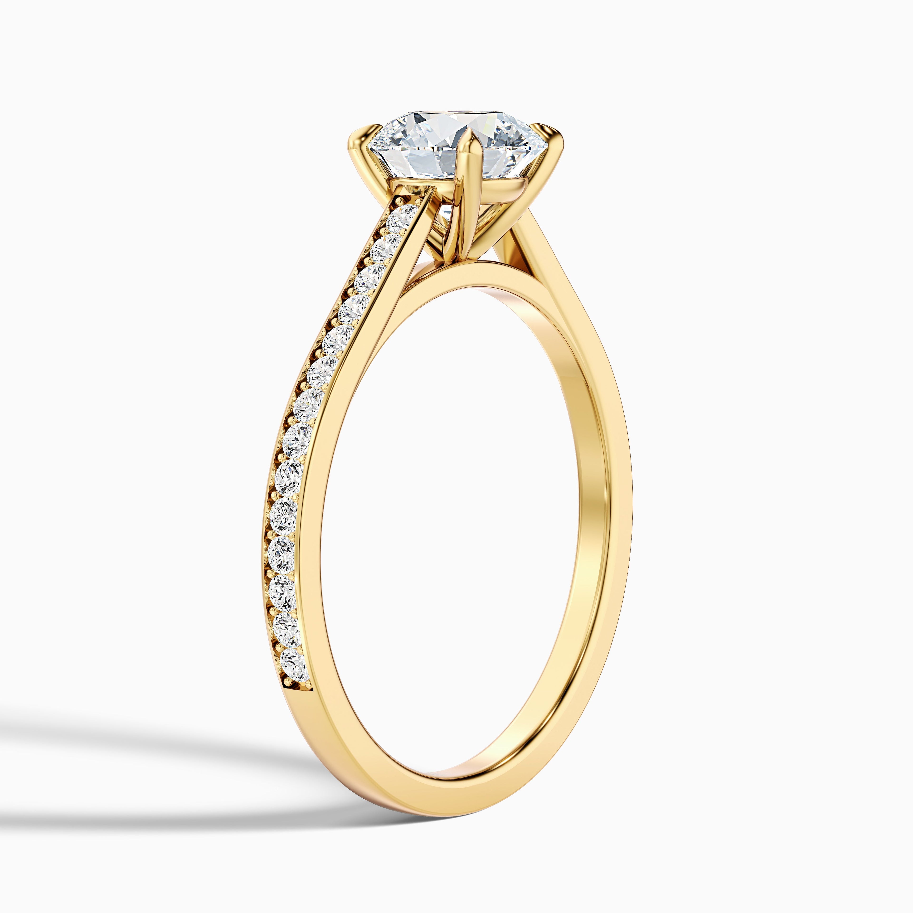 Lisa 2.5 Carat Round Cut Side Stone Pave Moissanite Diamond Ring in Platinum