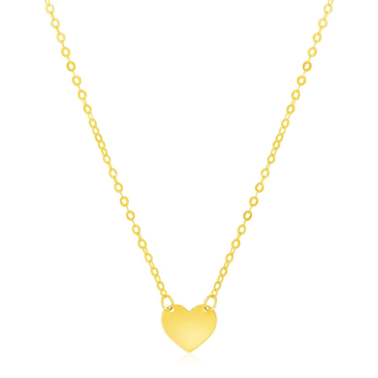 14k Yellow Gold Polished Mini Heart Necklace