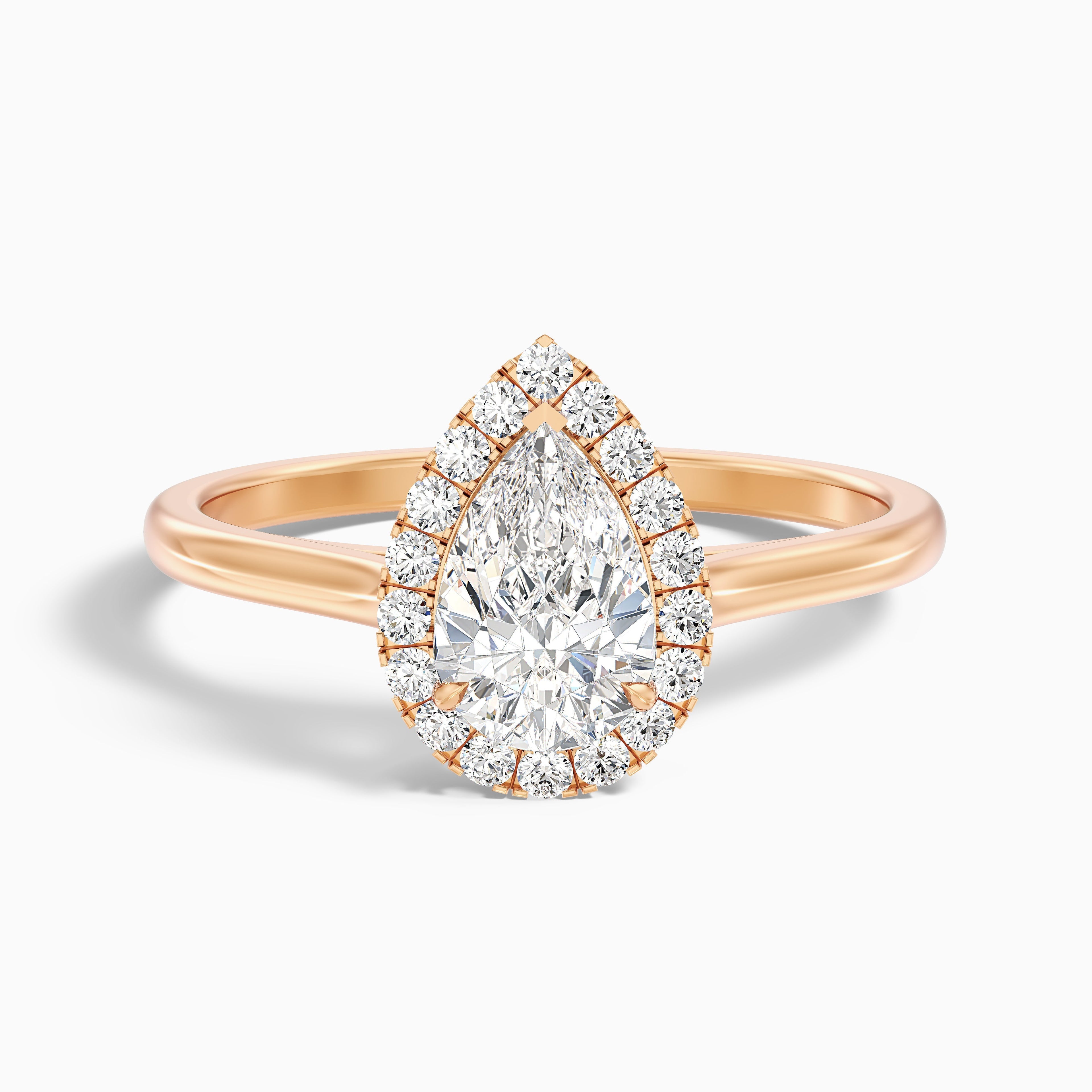 Arya 3 Carat Pear Halo Moissanite Diamond Ring in 10k White Gold