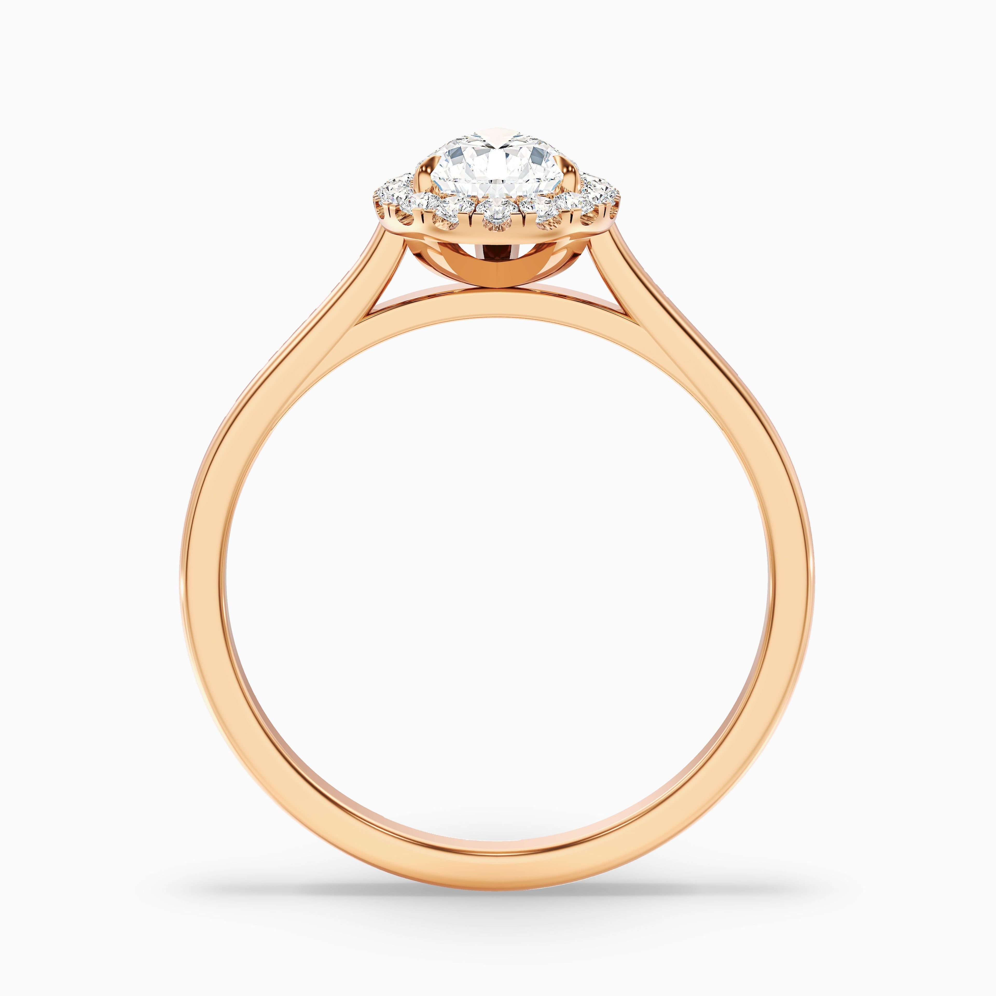 Arya 1 Carat Pear Halo Moissanite Diamond Ring in 10k Rose Gold