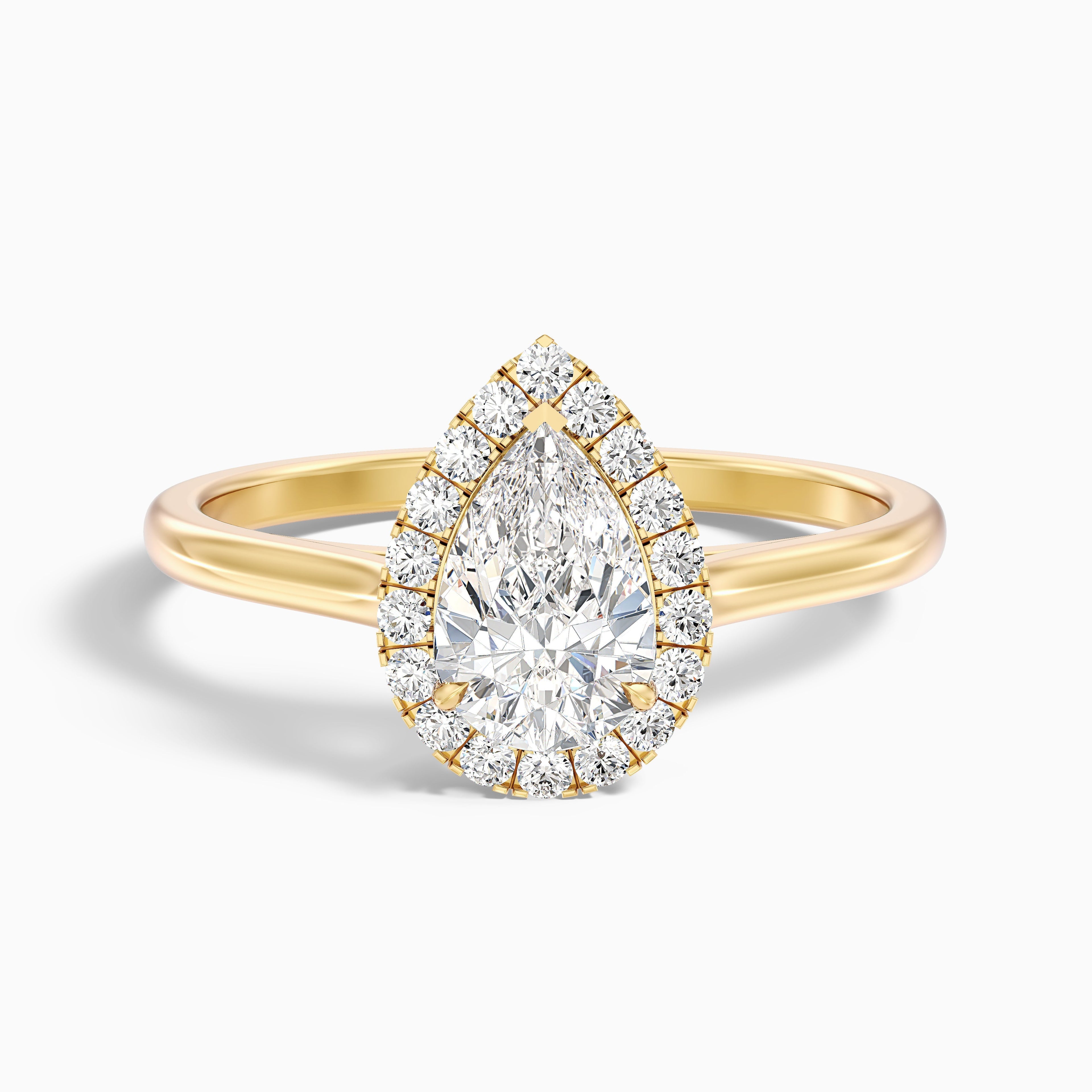 Arya 1 Carat Pear Halo Moissanite Diamond Ring in 10k Rose Gold