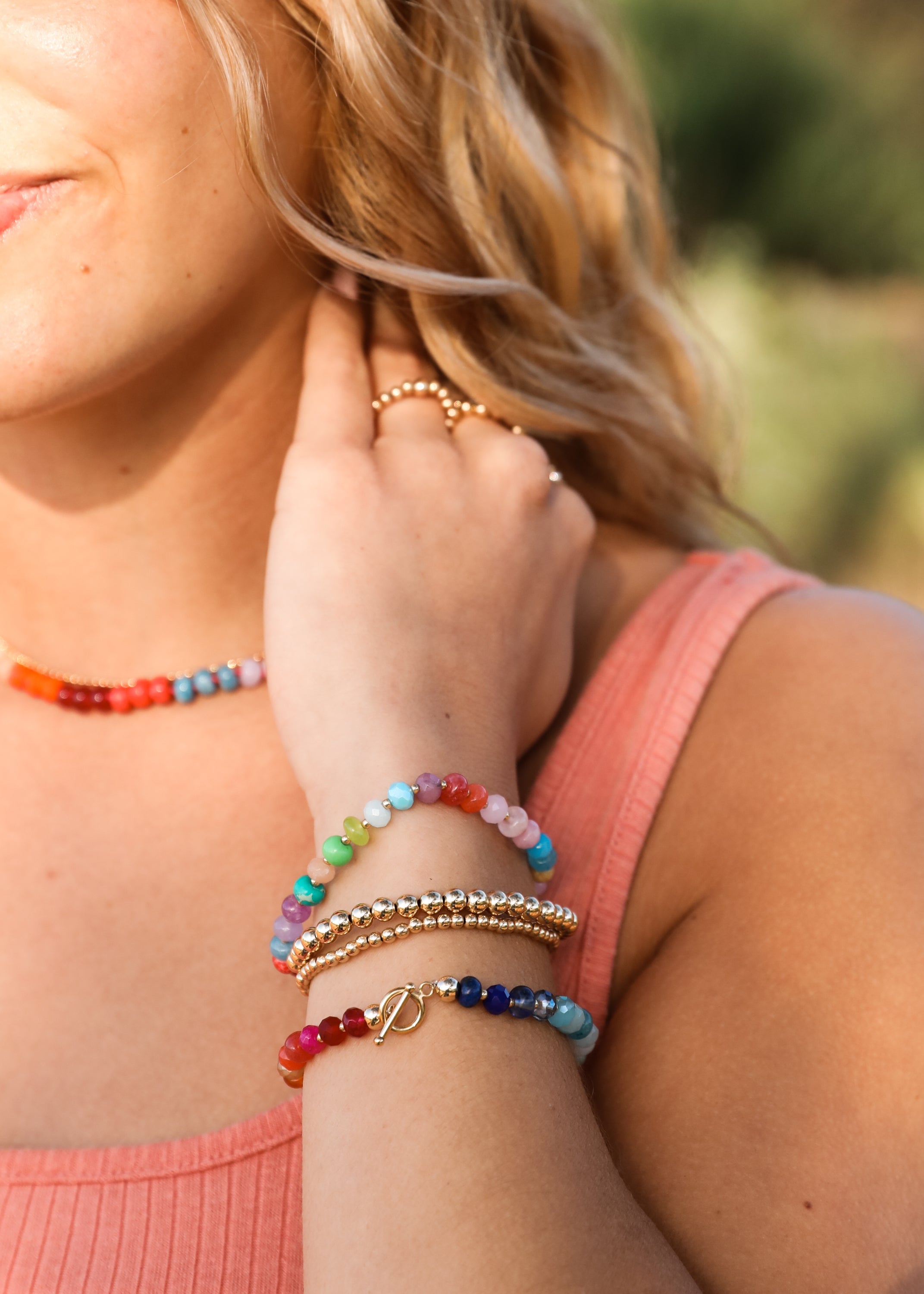 Natural Gemstone Bracelet + 14k Gold Filled Toggle : Skyline by CanyonLeaf