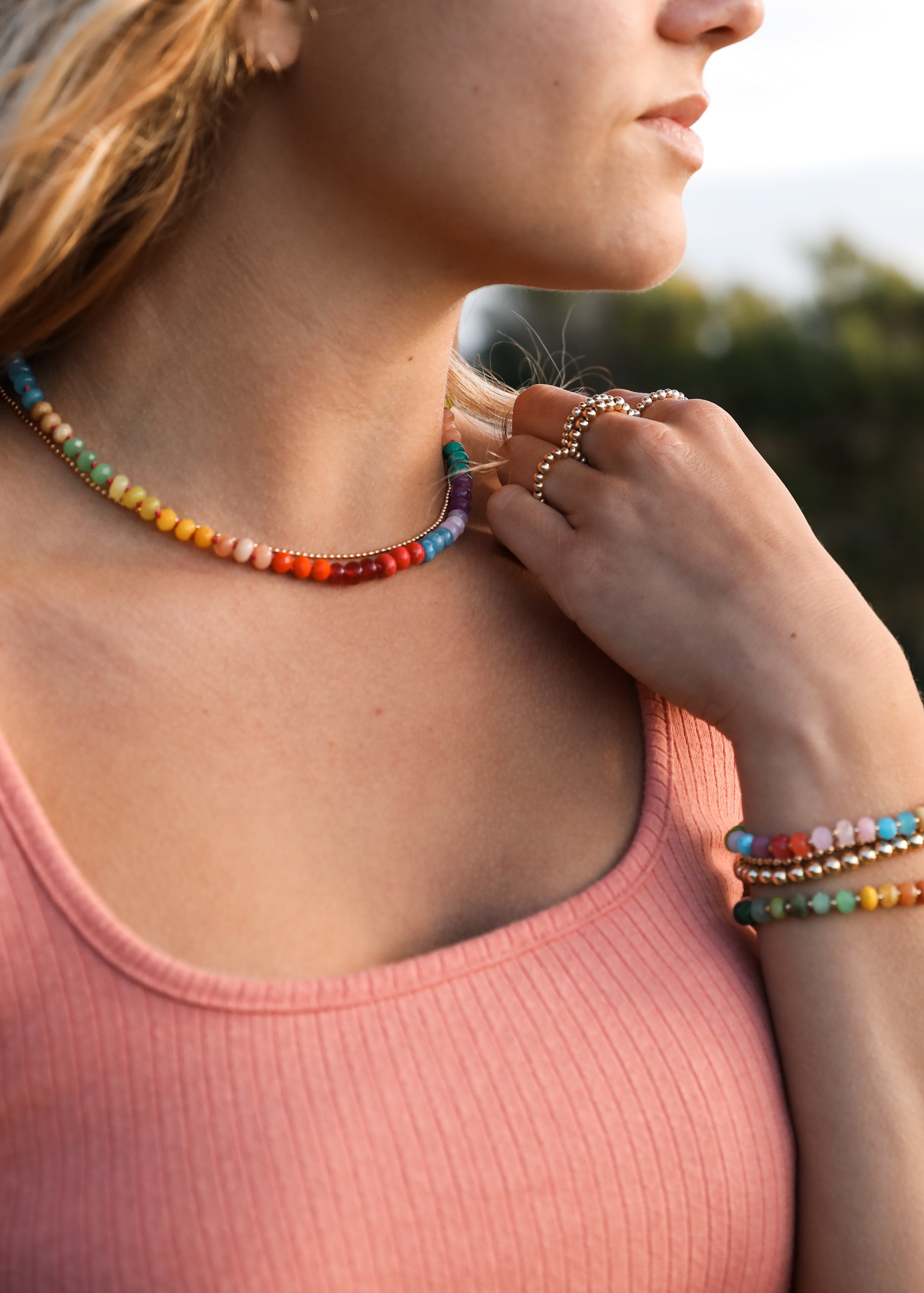 Natural Gemstone Necklace + 14k Gold Filled Toggle : Skyline by CanyonLeaf