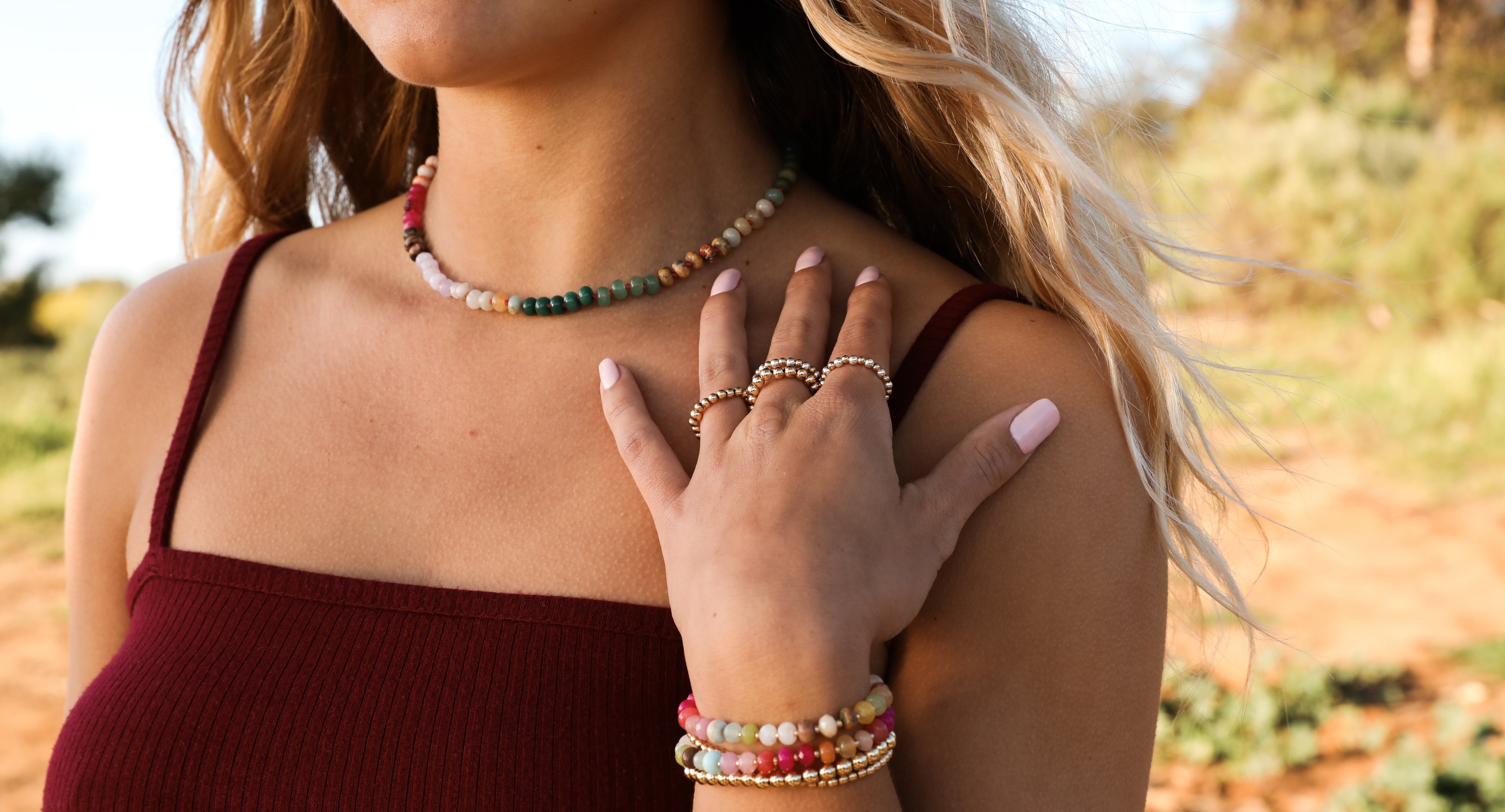 Natural Gemstone Necklace + 14k Gold Filled Toggle : Sedona by CanyonLeaf