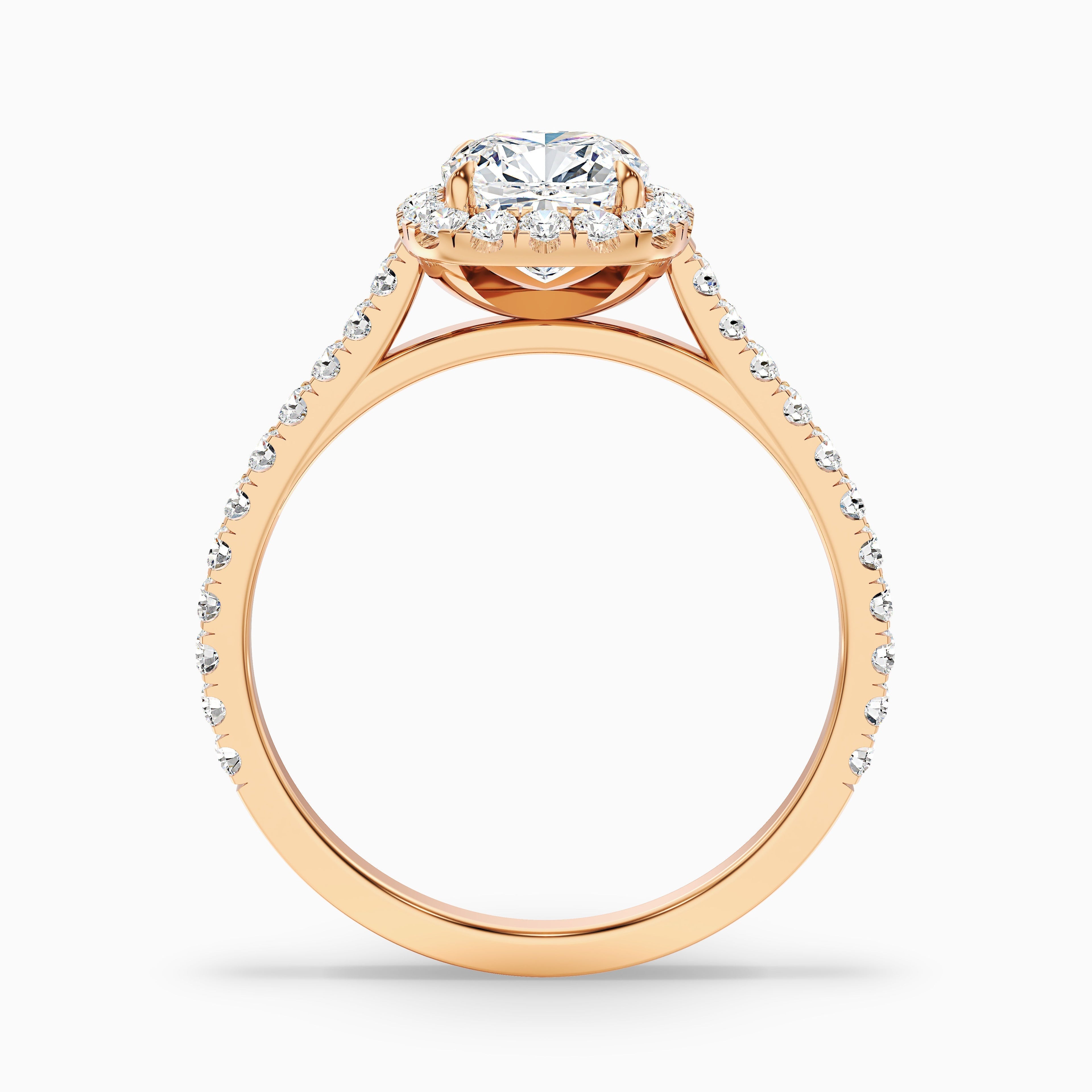 Jini 5 Carat Cushion Cut Halo Pave Moissanite Diamond Ring in 14k White Gold