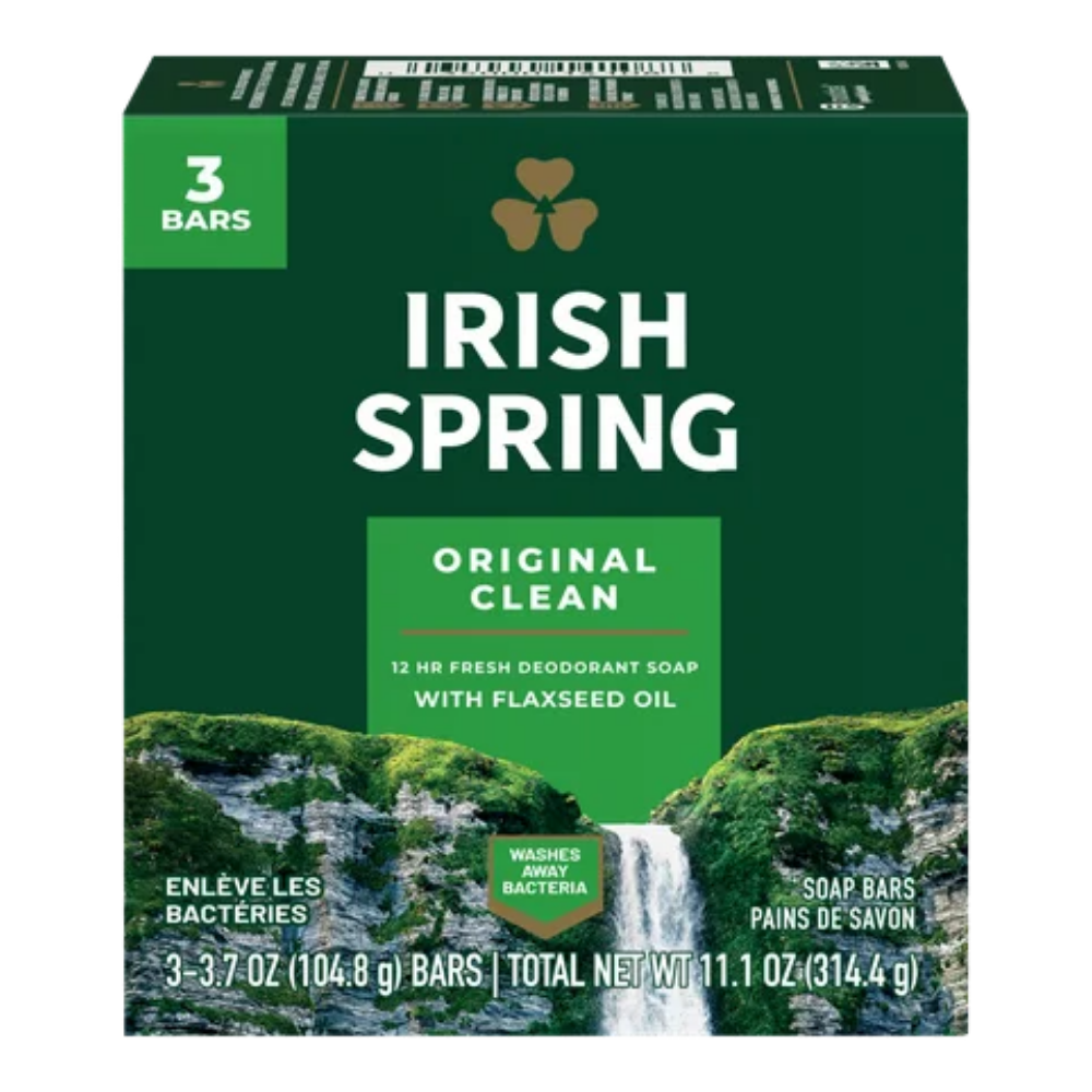 Irish Spring Original Clean Deodorant Soap Bar (3.7oz 3pk) DestGlow