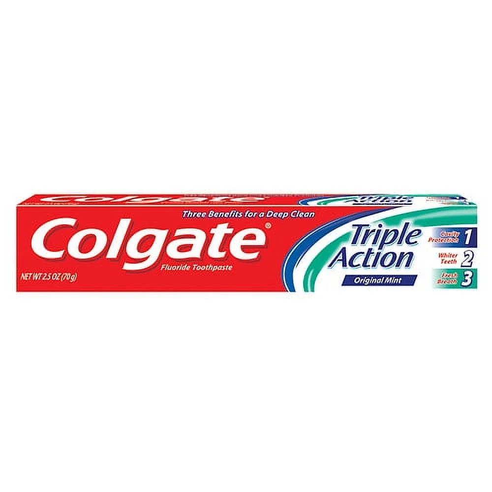 Colgate Triple Action Toothpaste, Original Mint (2.5oz) DestGlow