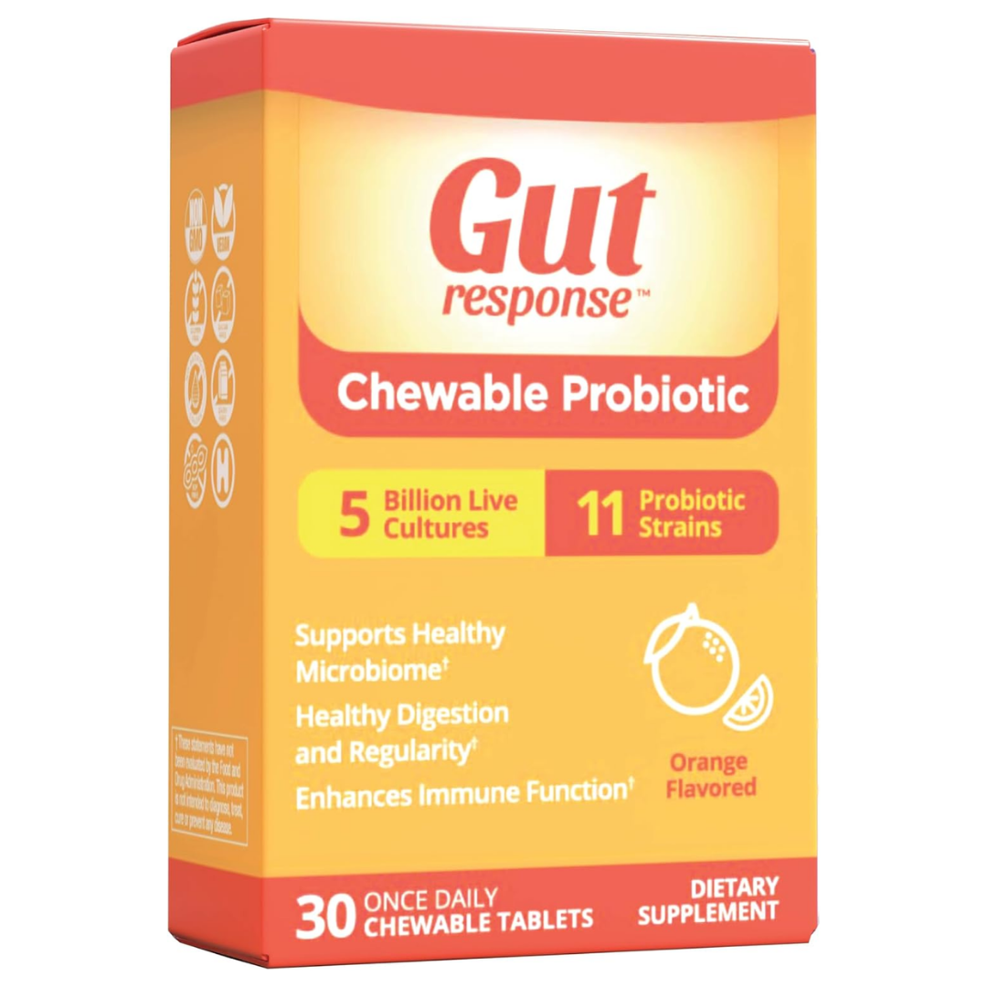 Gut Response Chewable Probiotic Orange 5B CFU 30 Tablets by Farmacias Savia