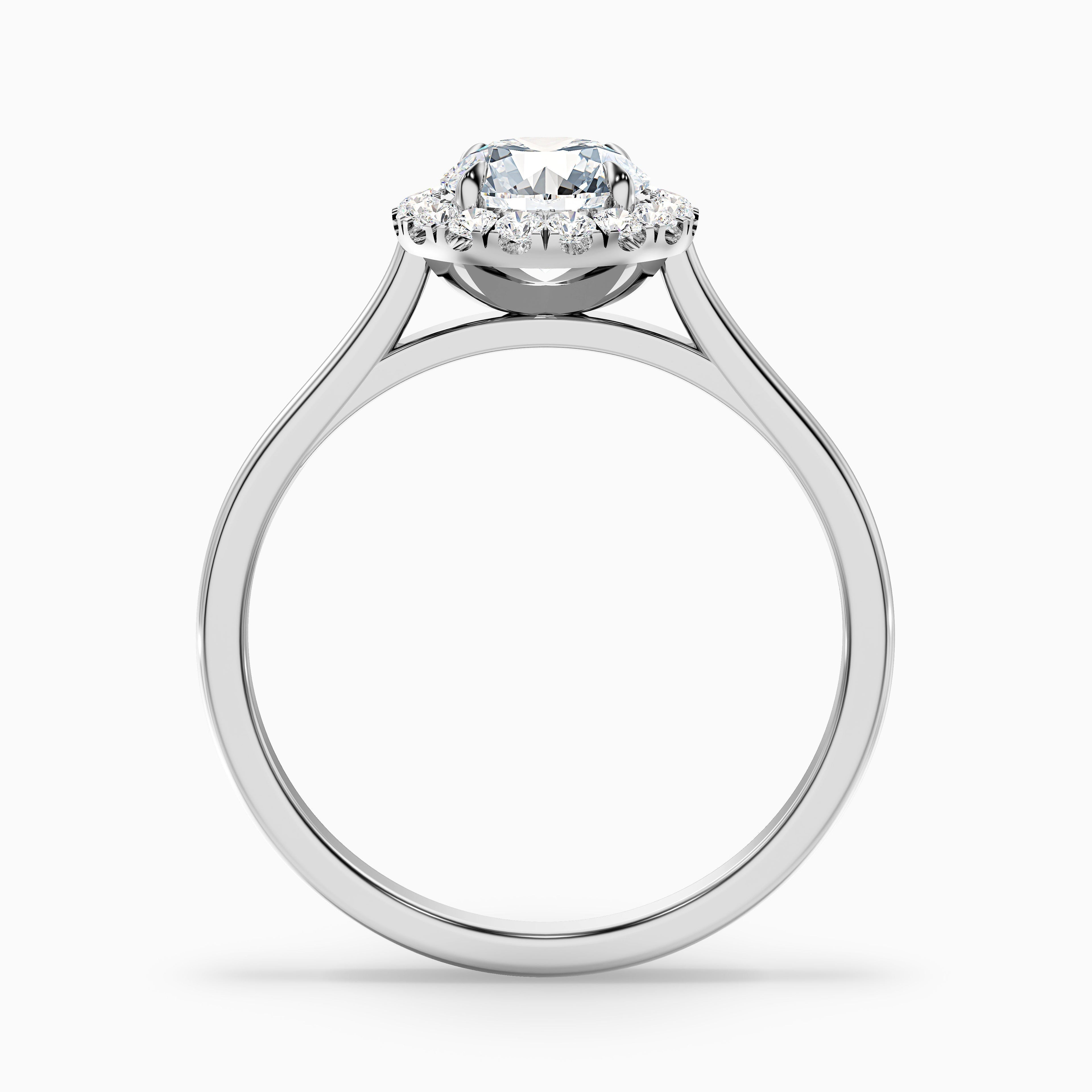 Ember 2 Carat Round Halo Pave Moissanite Diamond Ring in 10k White Gold