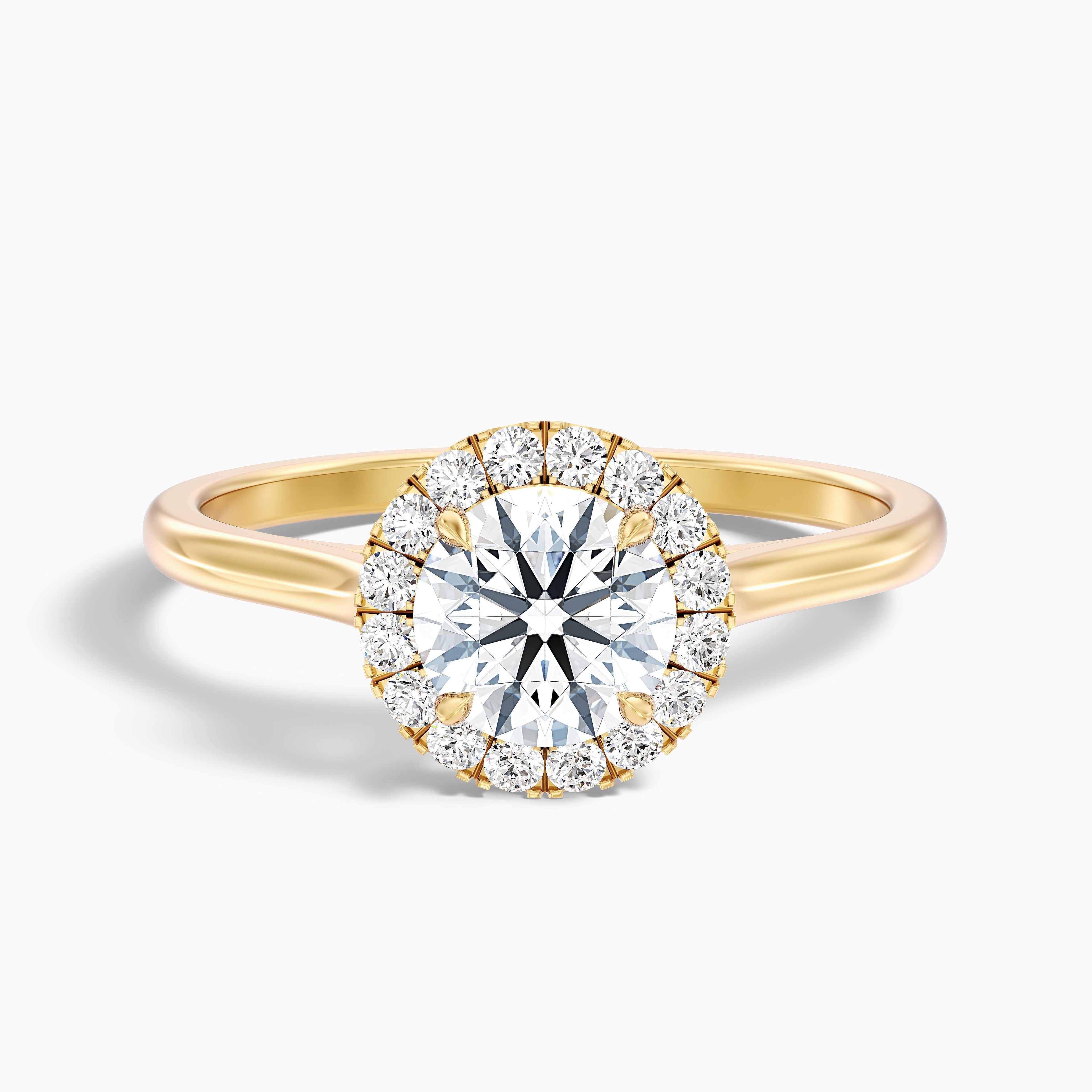 Ember 3.5 Carat Round Halo Pave Moissanite Diamond Ring in 18k Rose Gold DestGlow