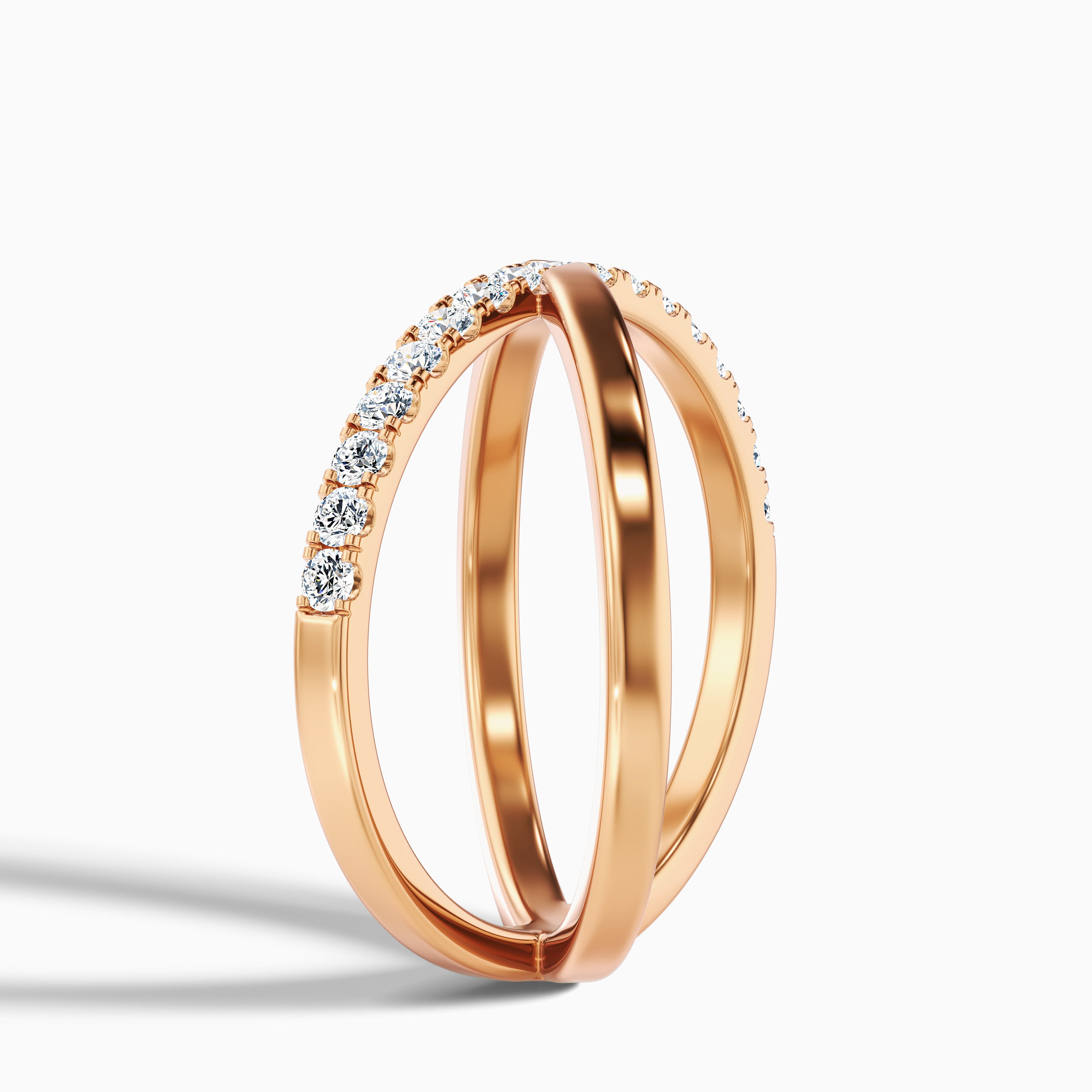 Kestrel Round Cut Criss Cross Lab Grown Diamond Wedding Band